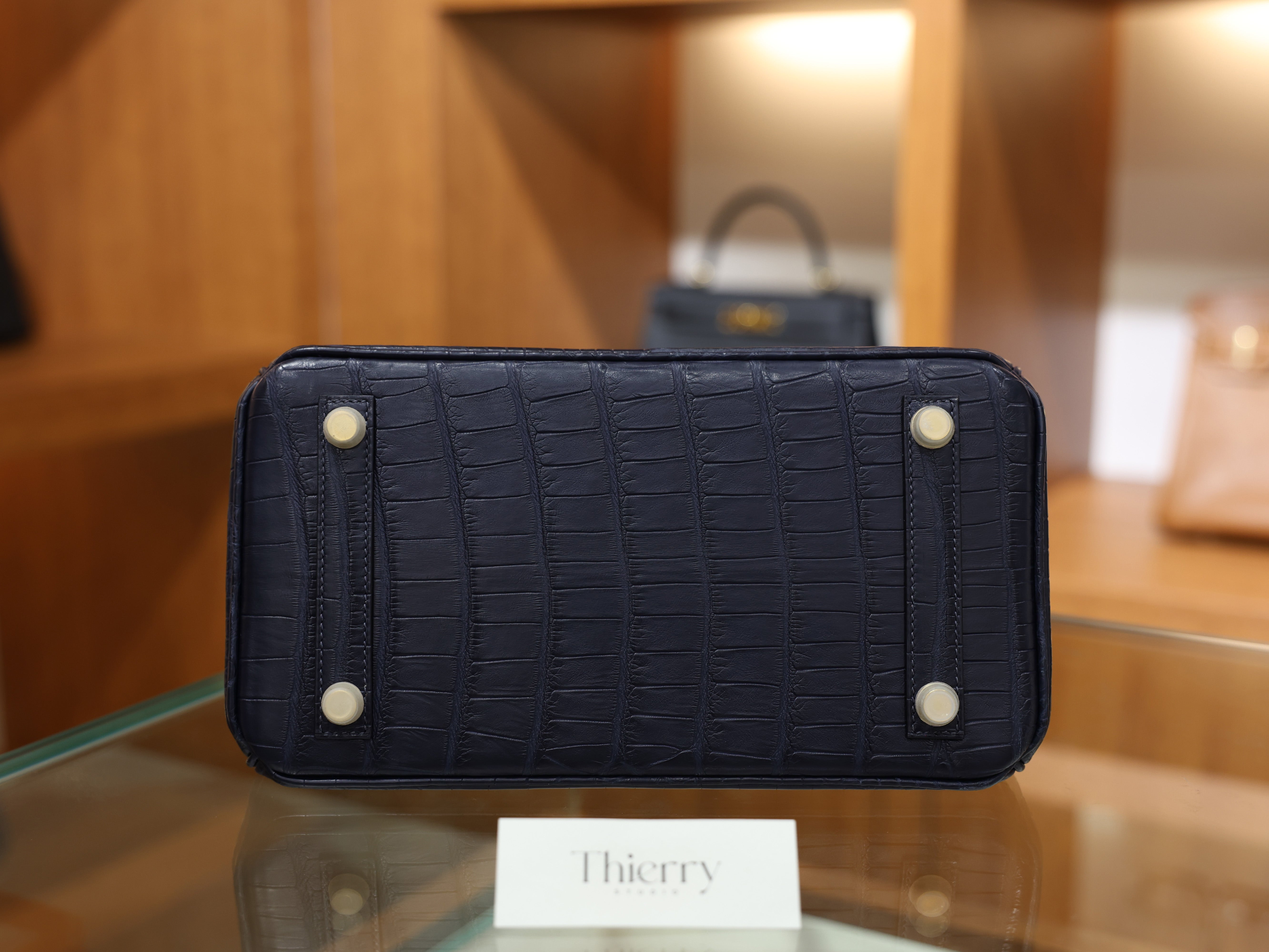 버킨 25 매트 엘리게이터 블루 사피르 금장