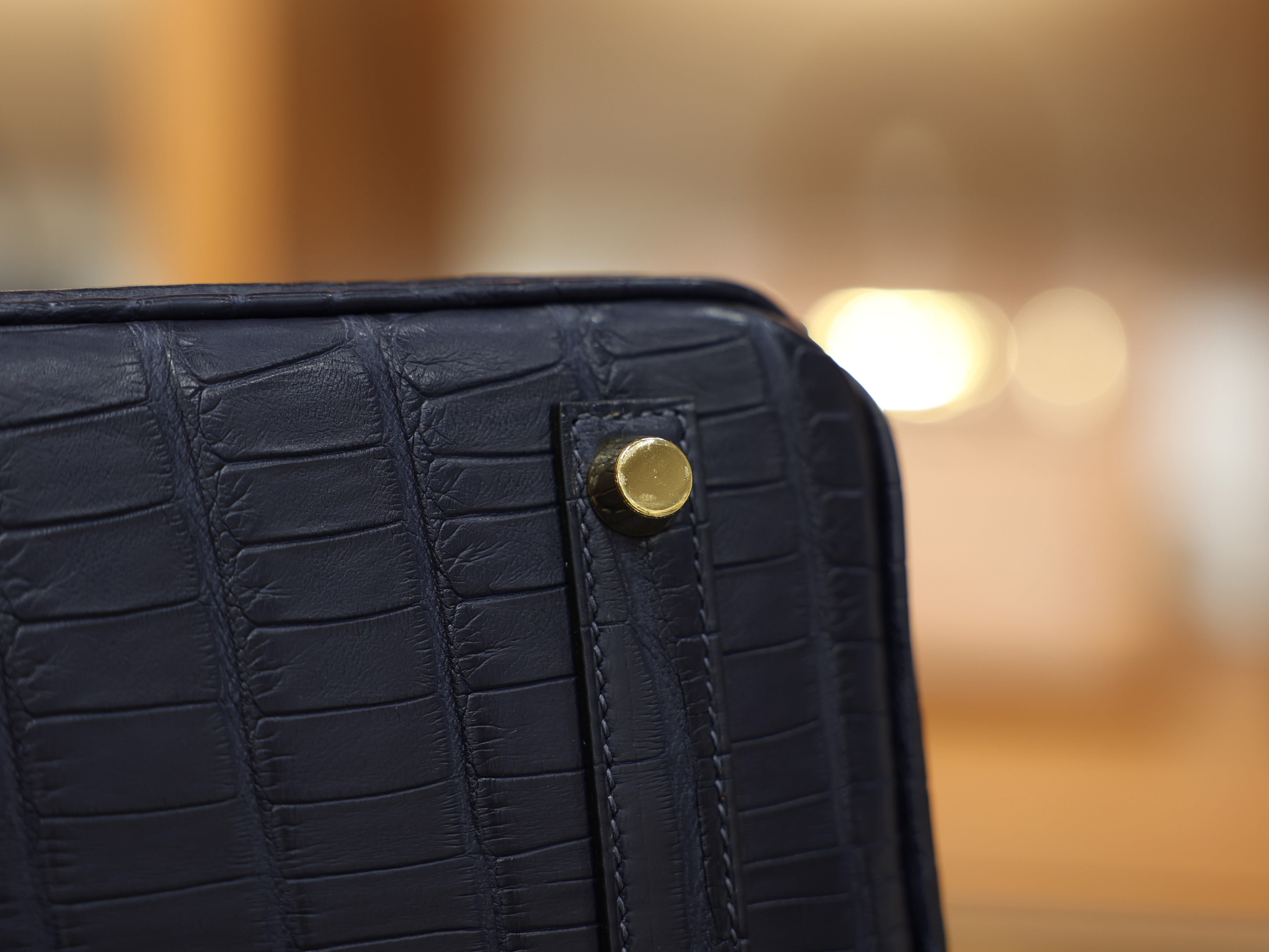 버킨 25 매트 엘리게이터 블루 사피르 금장