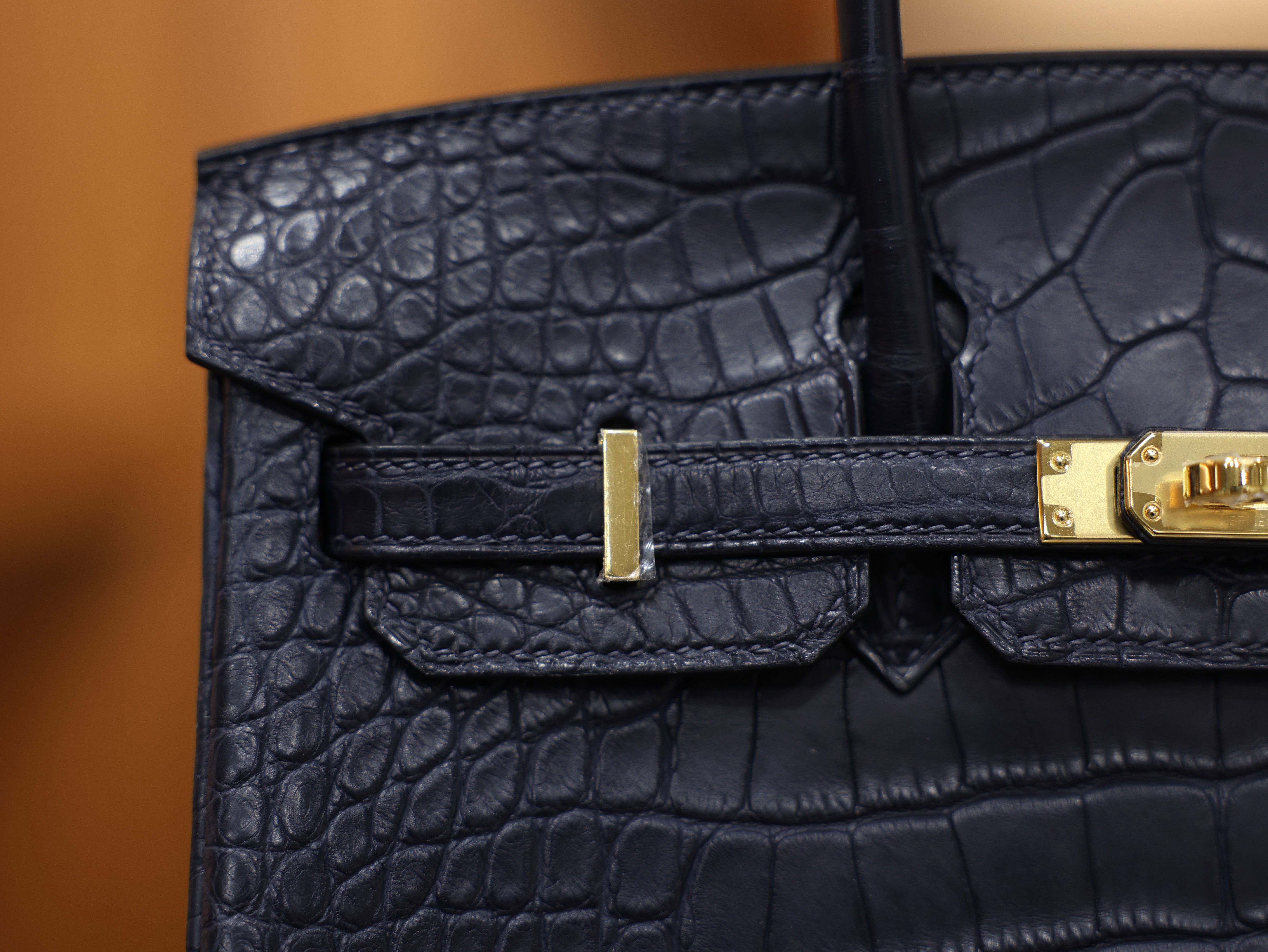 버킨 25 매트 엘리게이터 블루 사피르 금장