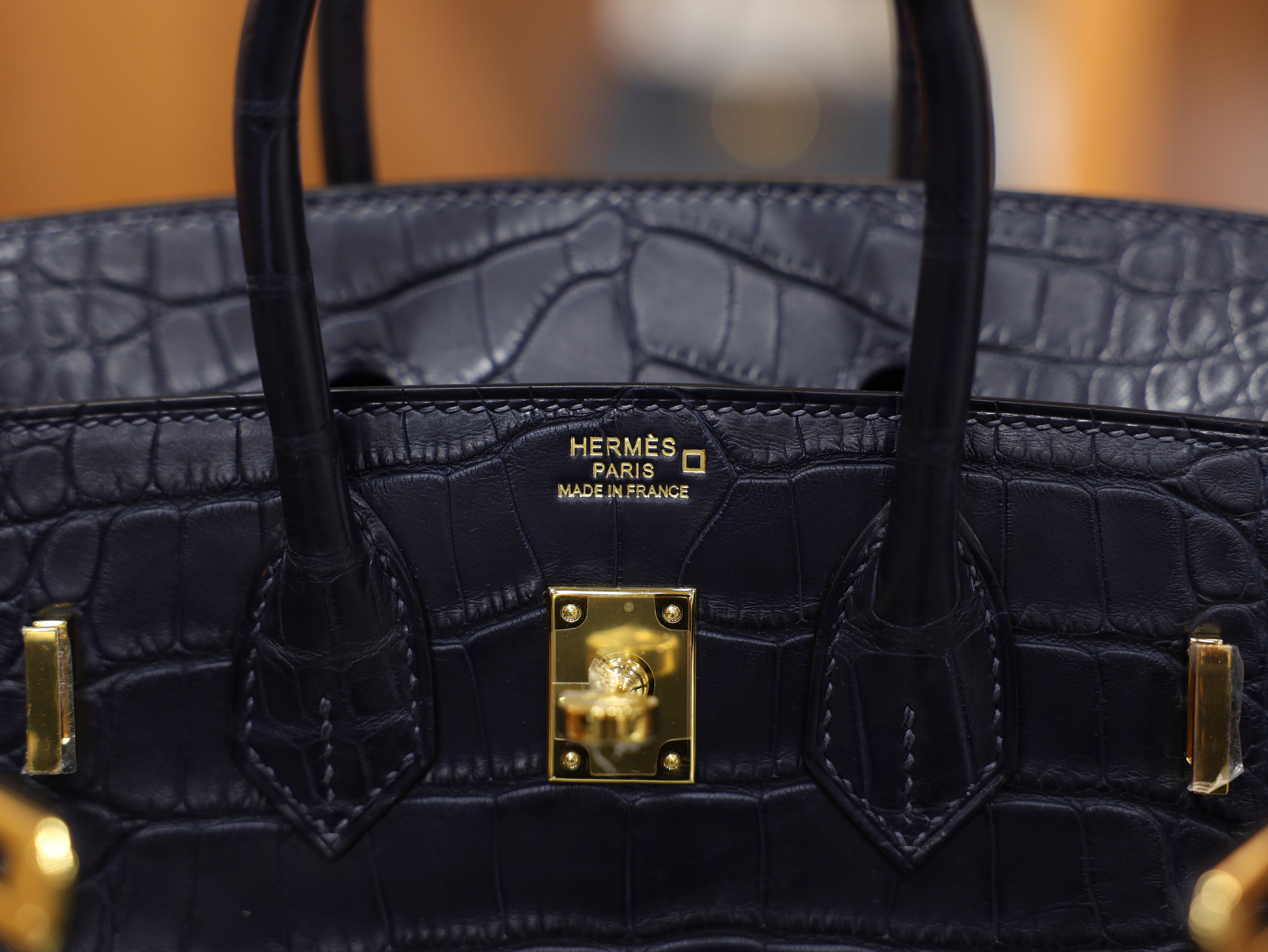 버킨 25 매트 엘리게이터 블루 사피르 금장