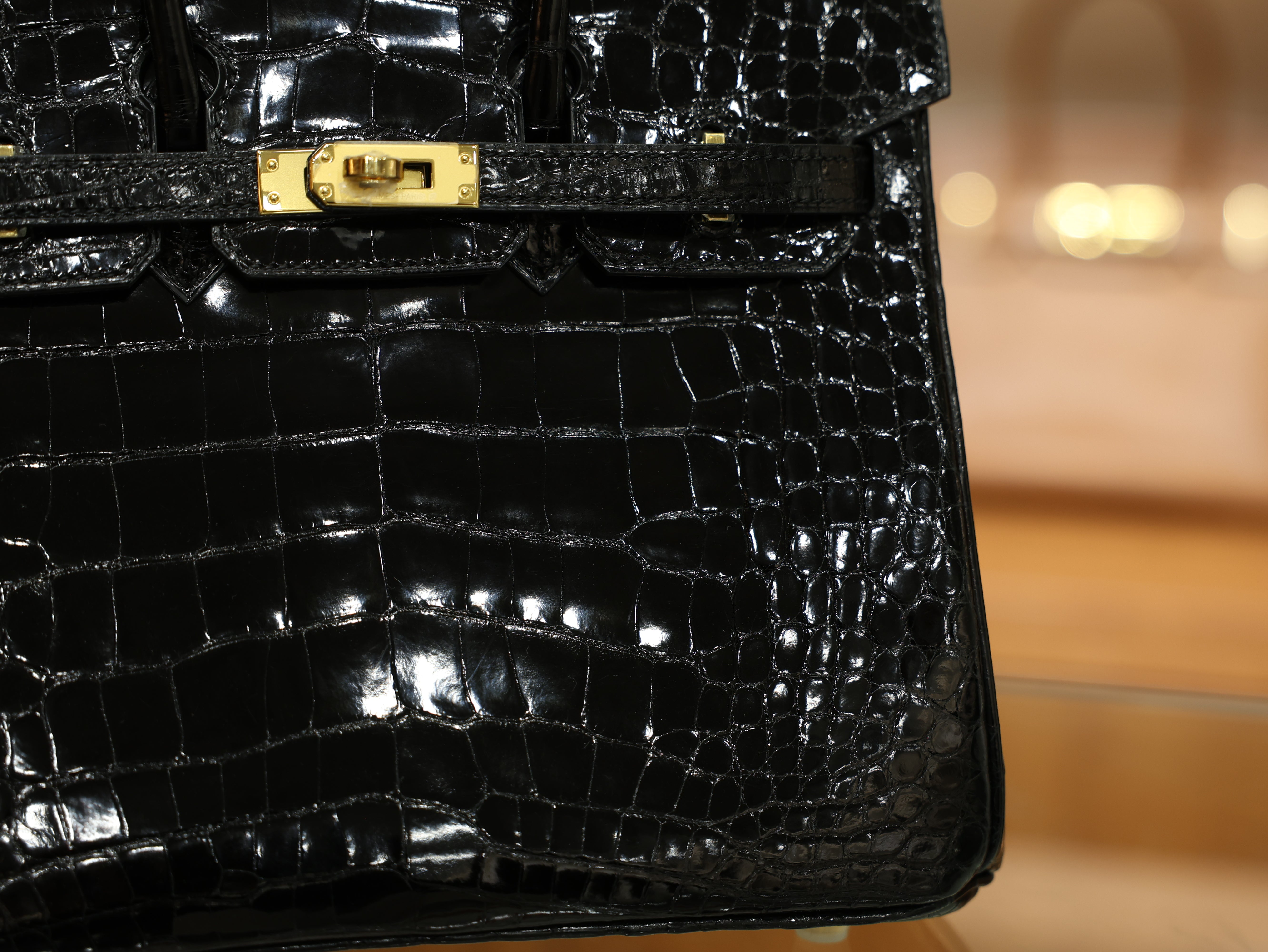 버킨 25 샤이니 엘리게이터 블랙 금장