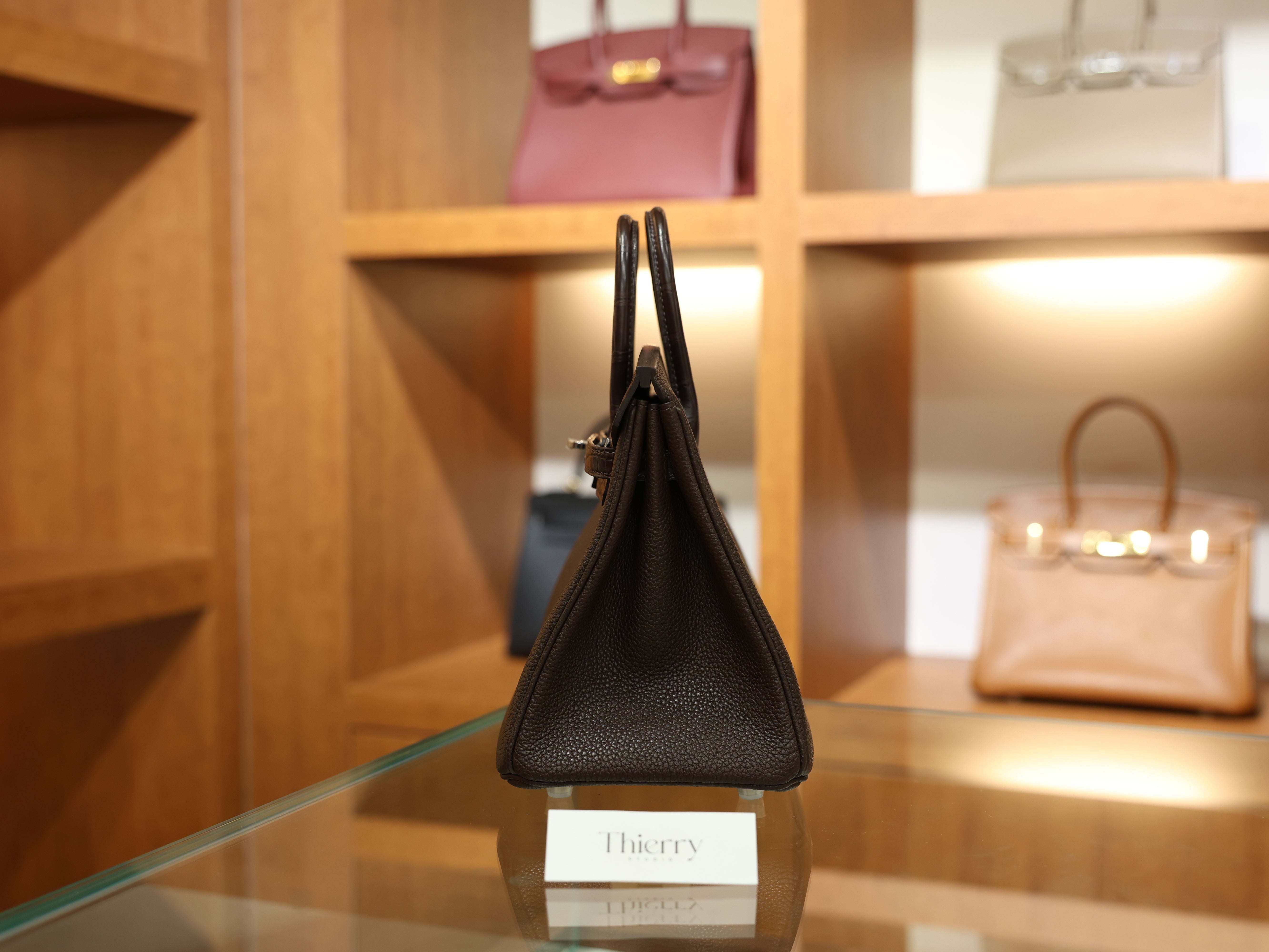 버킨 25 터치 무광 초콜렛 은장