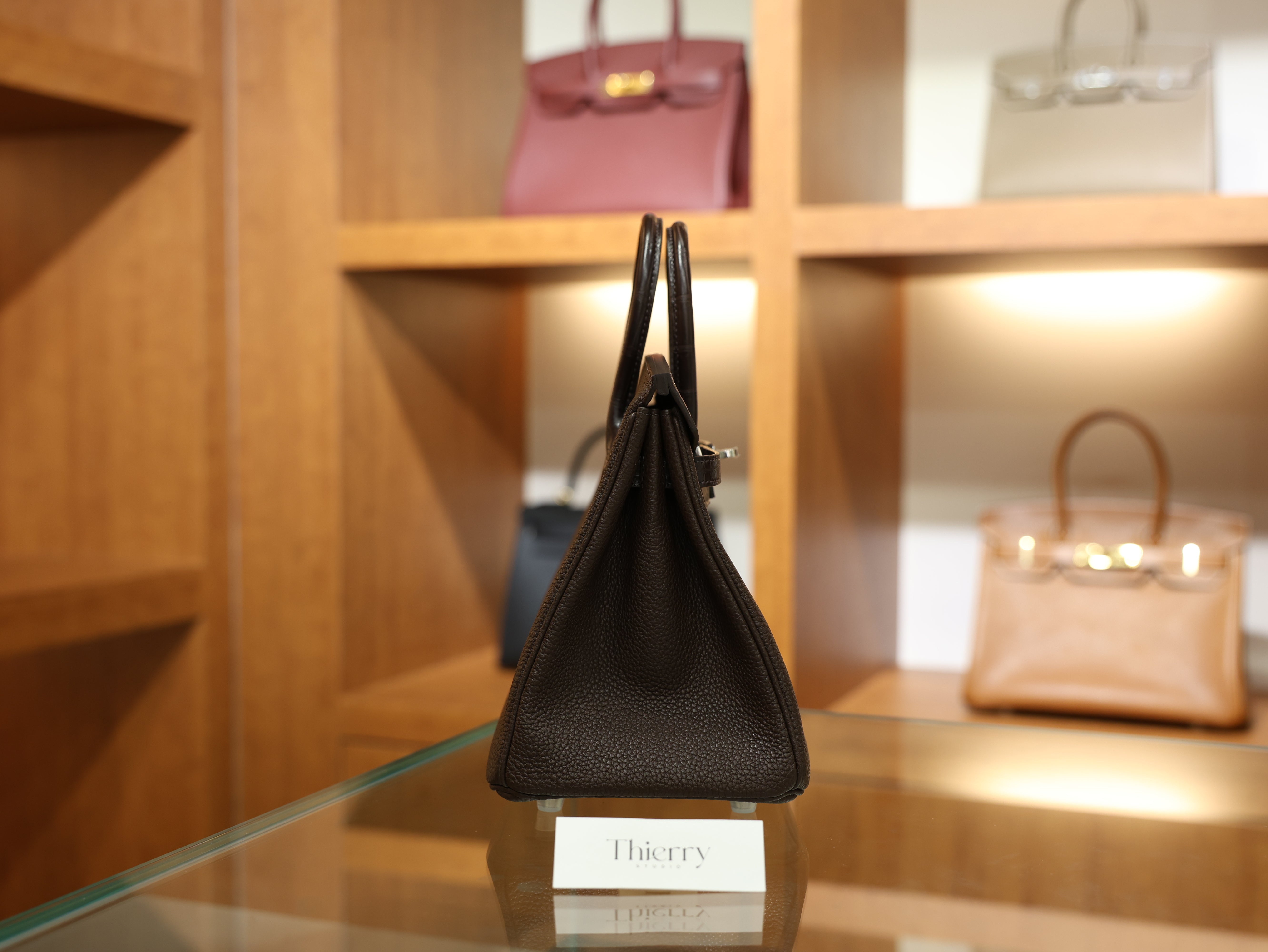 버킨 25 터치 무광 초콜렛 은장