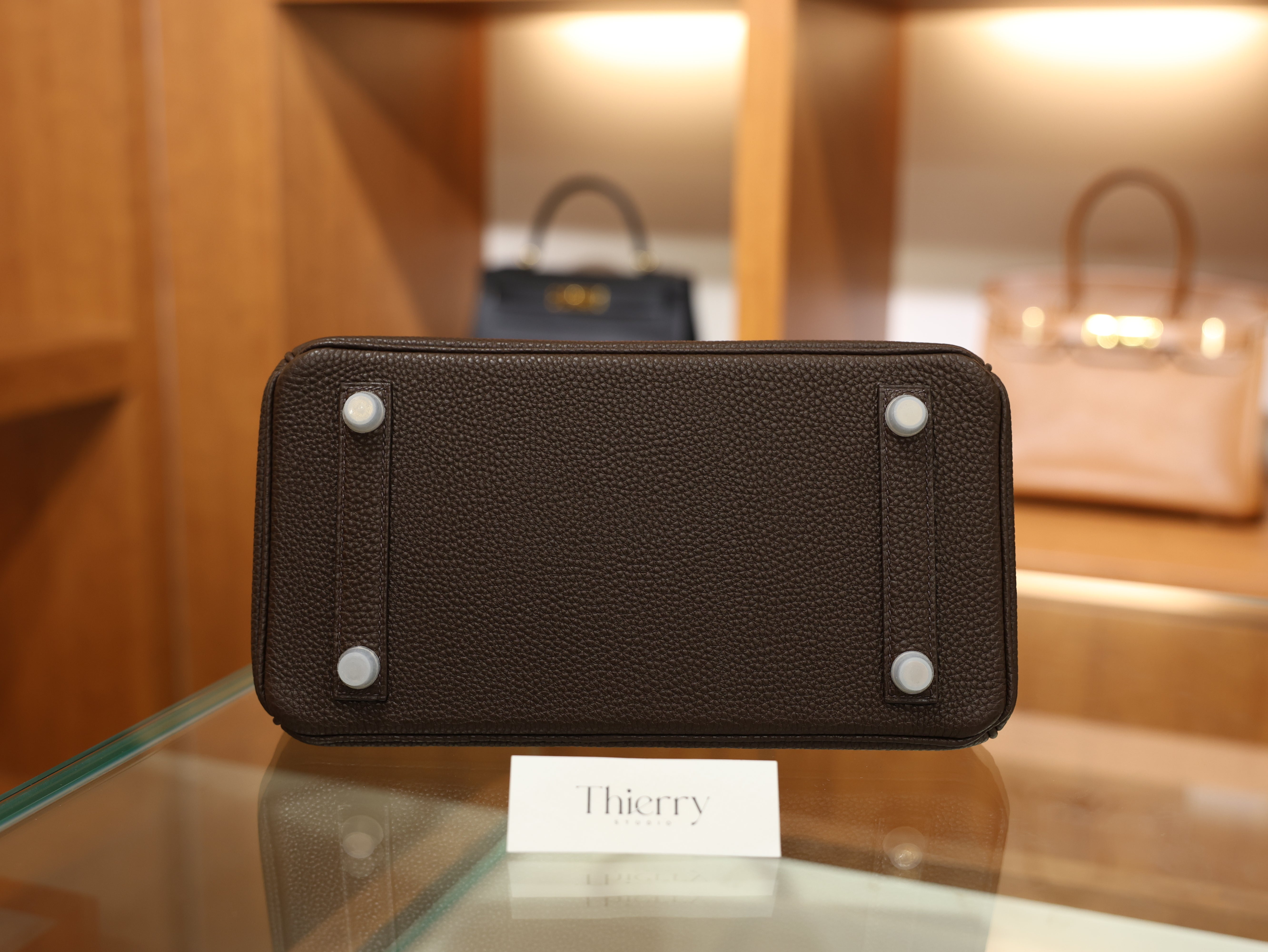 버킨 25 터치 무광 초콜렛 은장