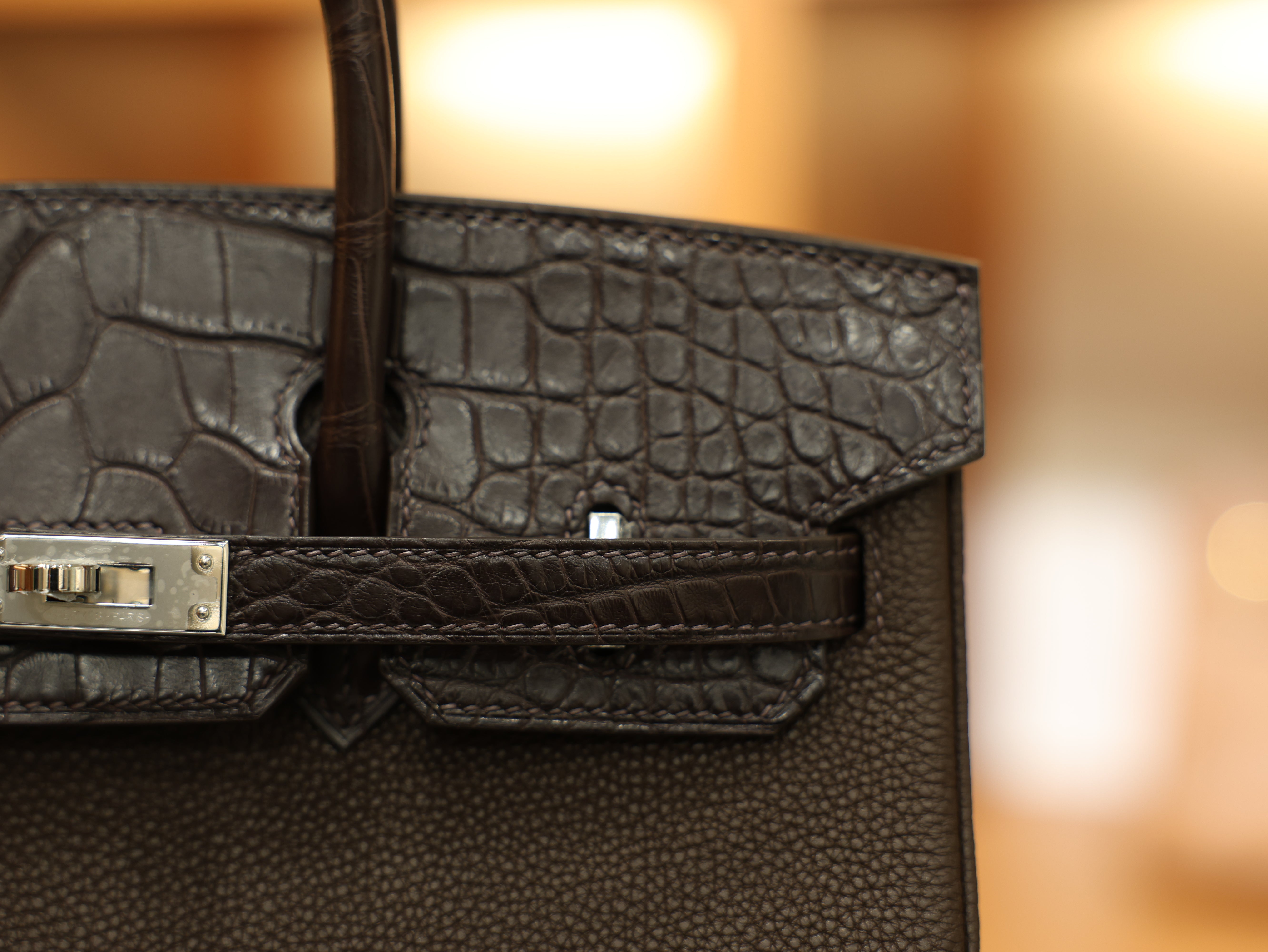 버킨 25 터치 무광 초콜렛 은장