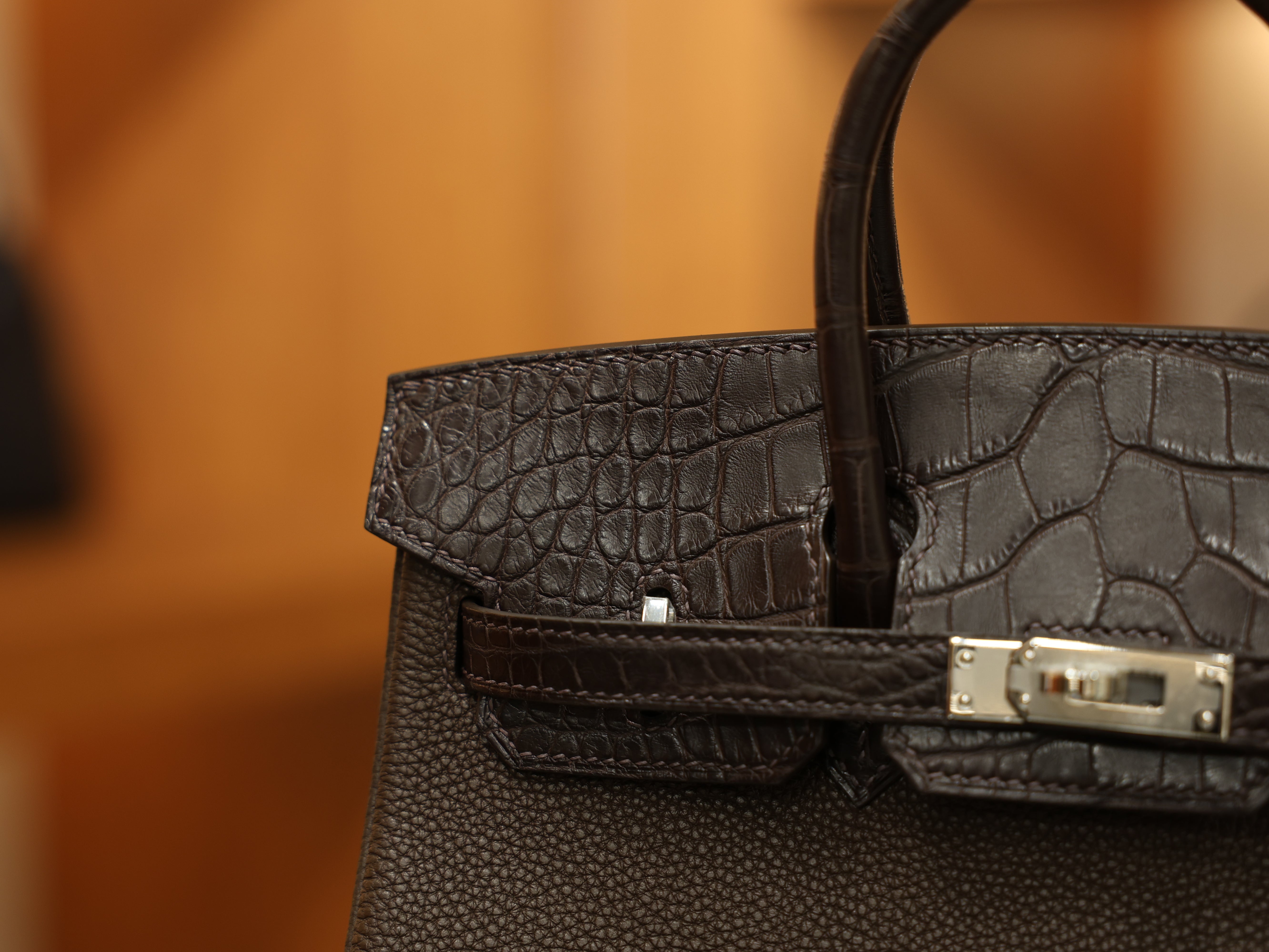 버킨 25 터치 무광 초콜렛 은장