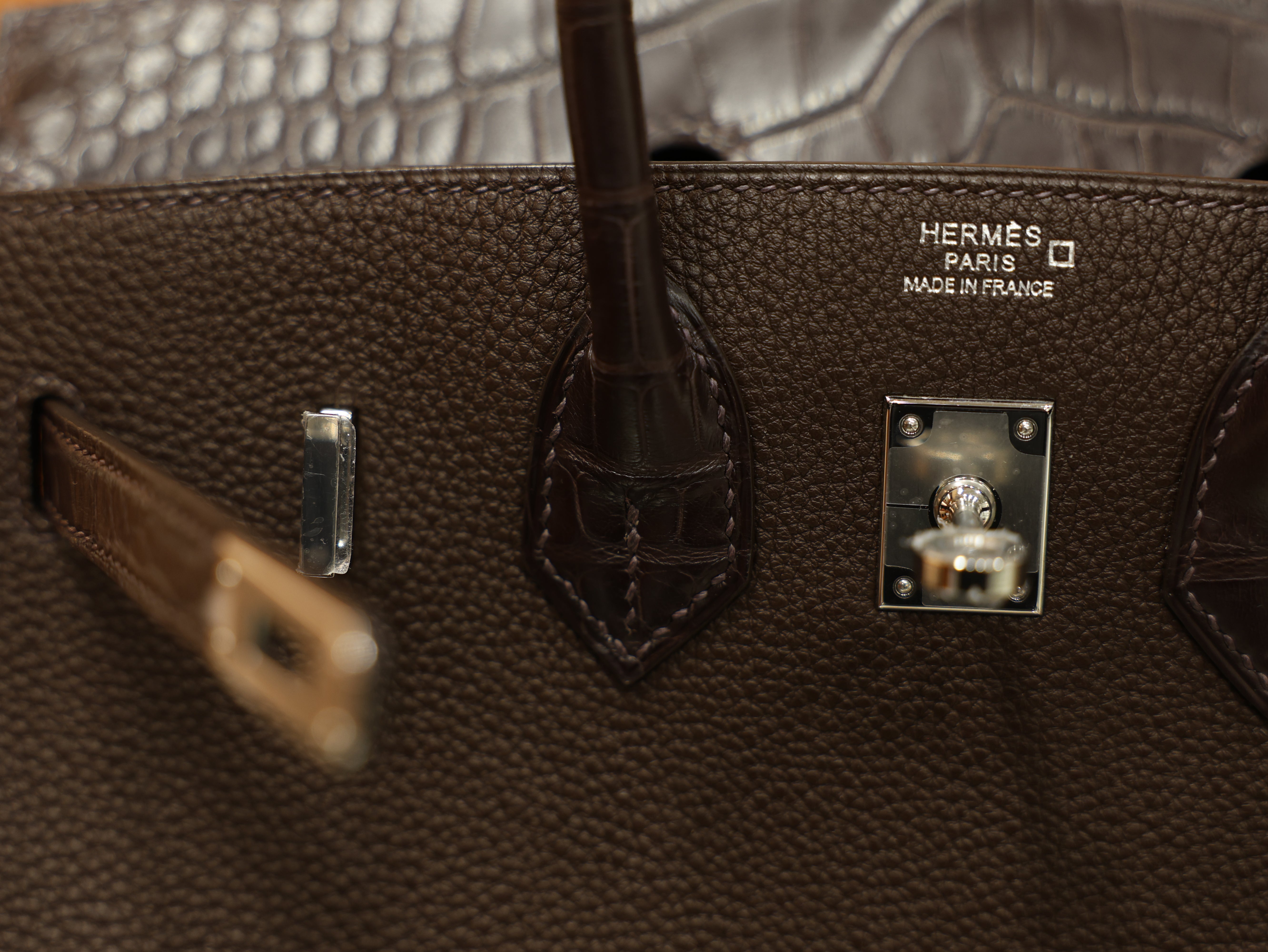 버킨 25 터치 무광 초콜렛 은장