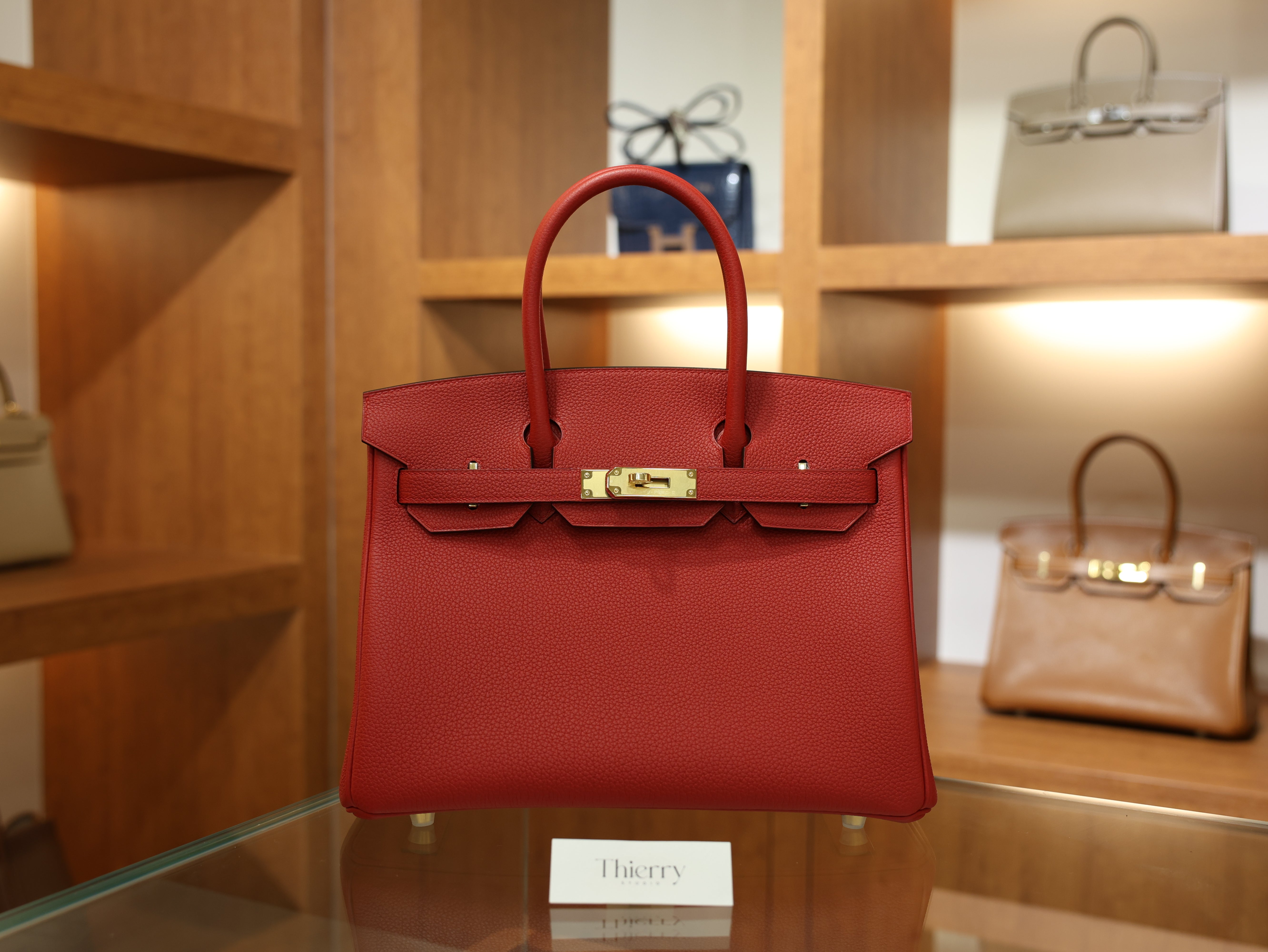 버킨 30 토고 루즈까삭 금장