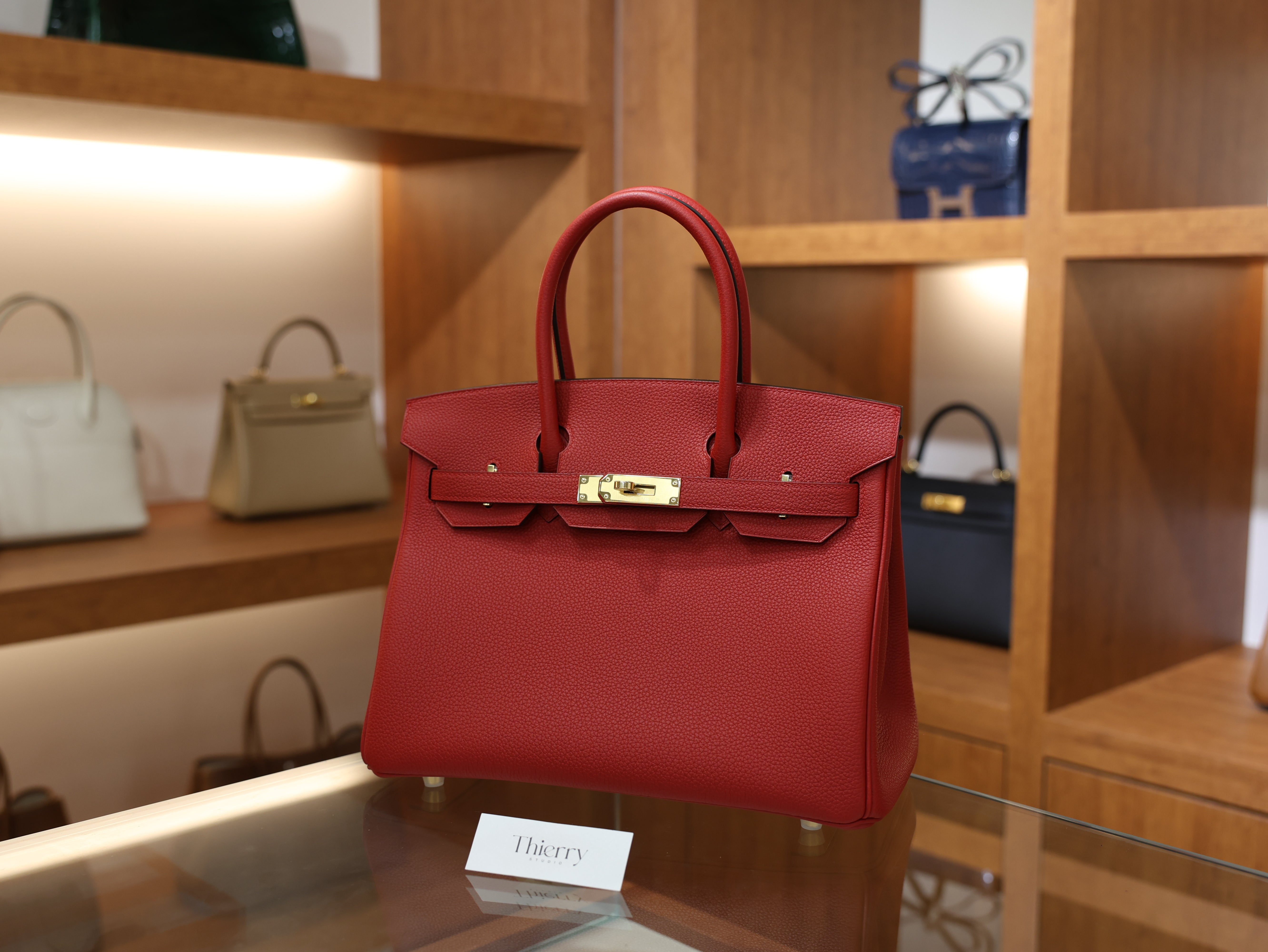 버킨 30 토고 루즈까삭 금장