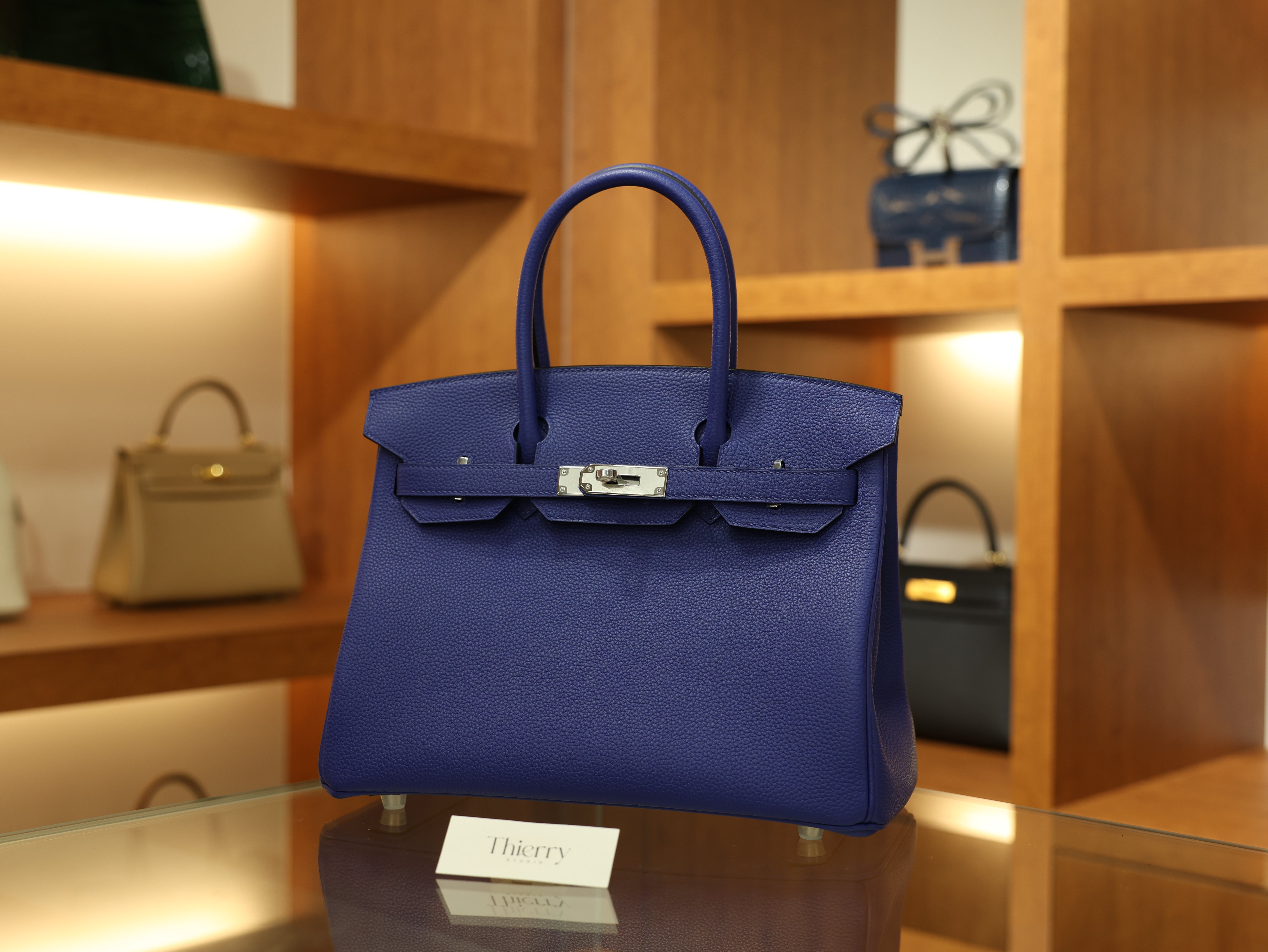 버킨 30 토고 블루 일렉트릭 은장