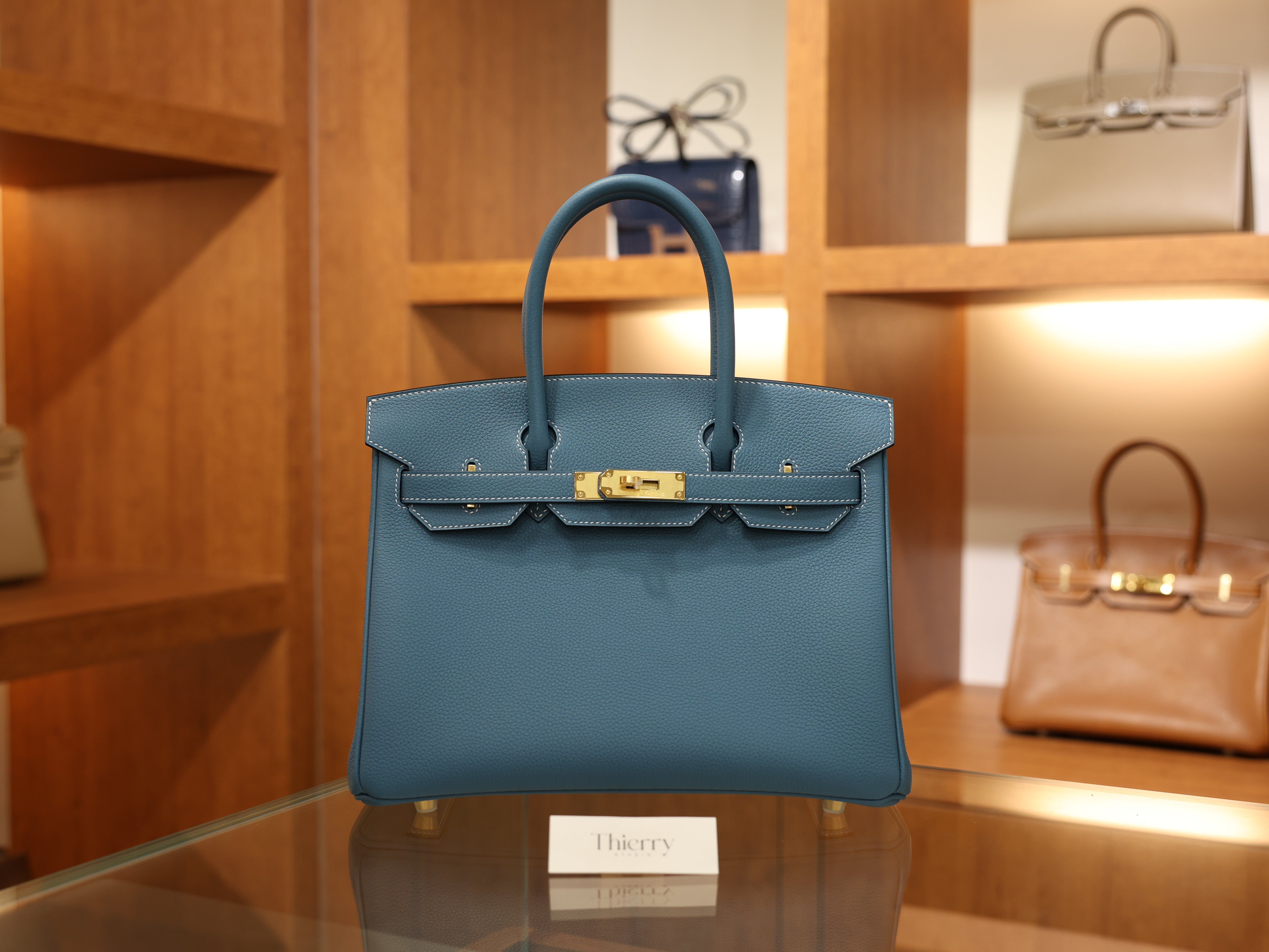 버킨 30 토고 블루진 금장