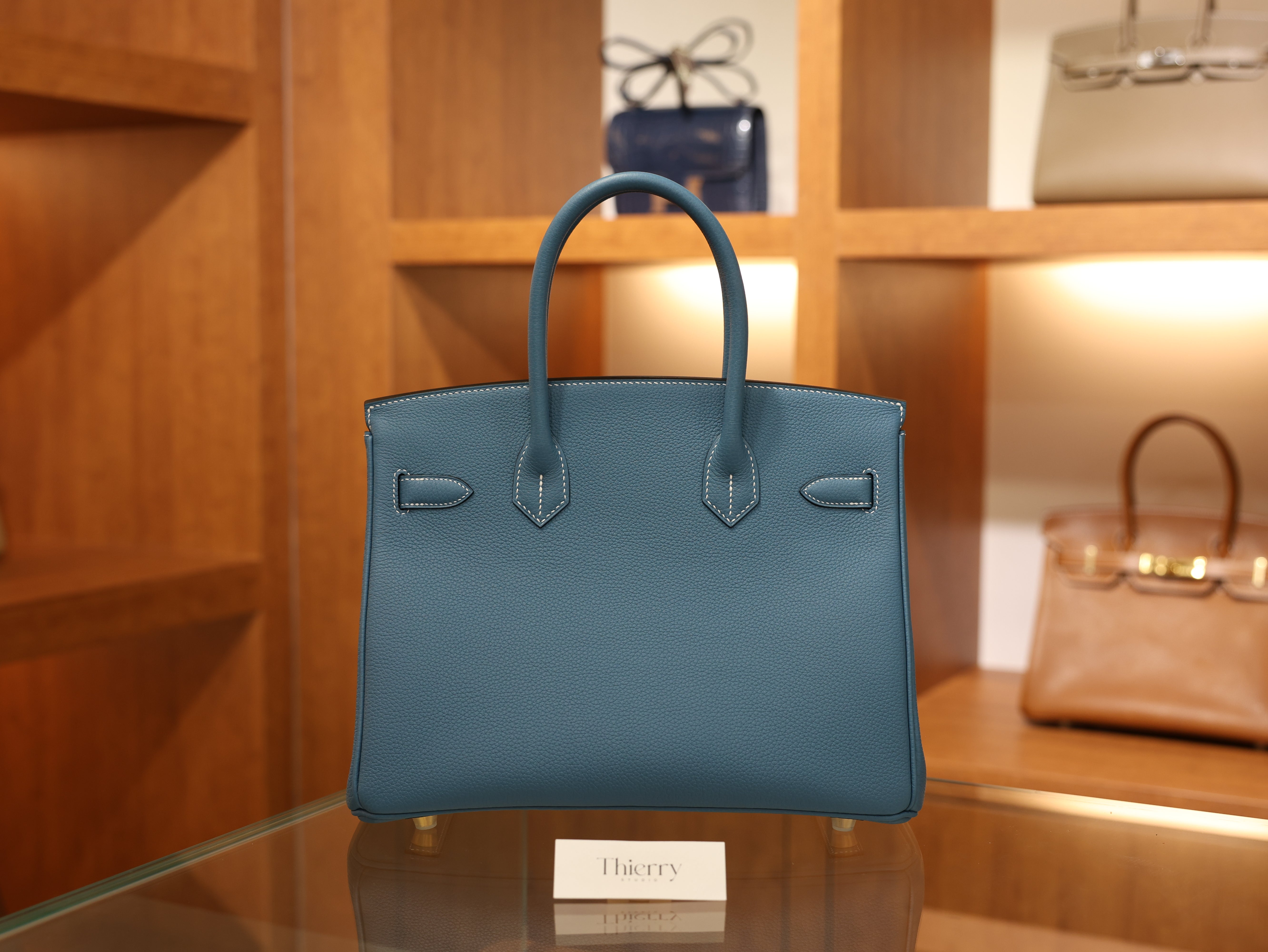 버킨 30 토고 블루진 금장