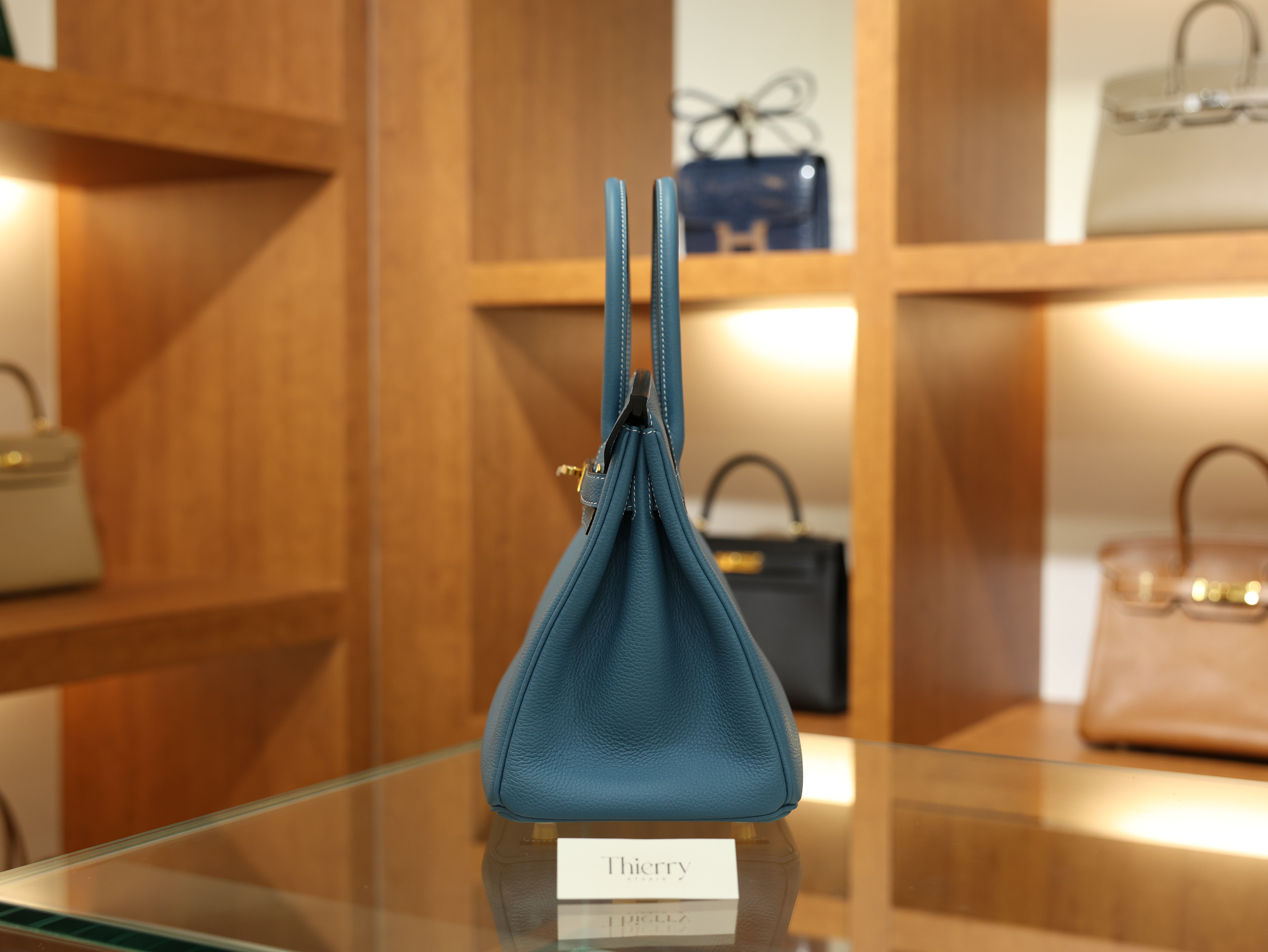 버킨 30 토고 블루진 금장