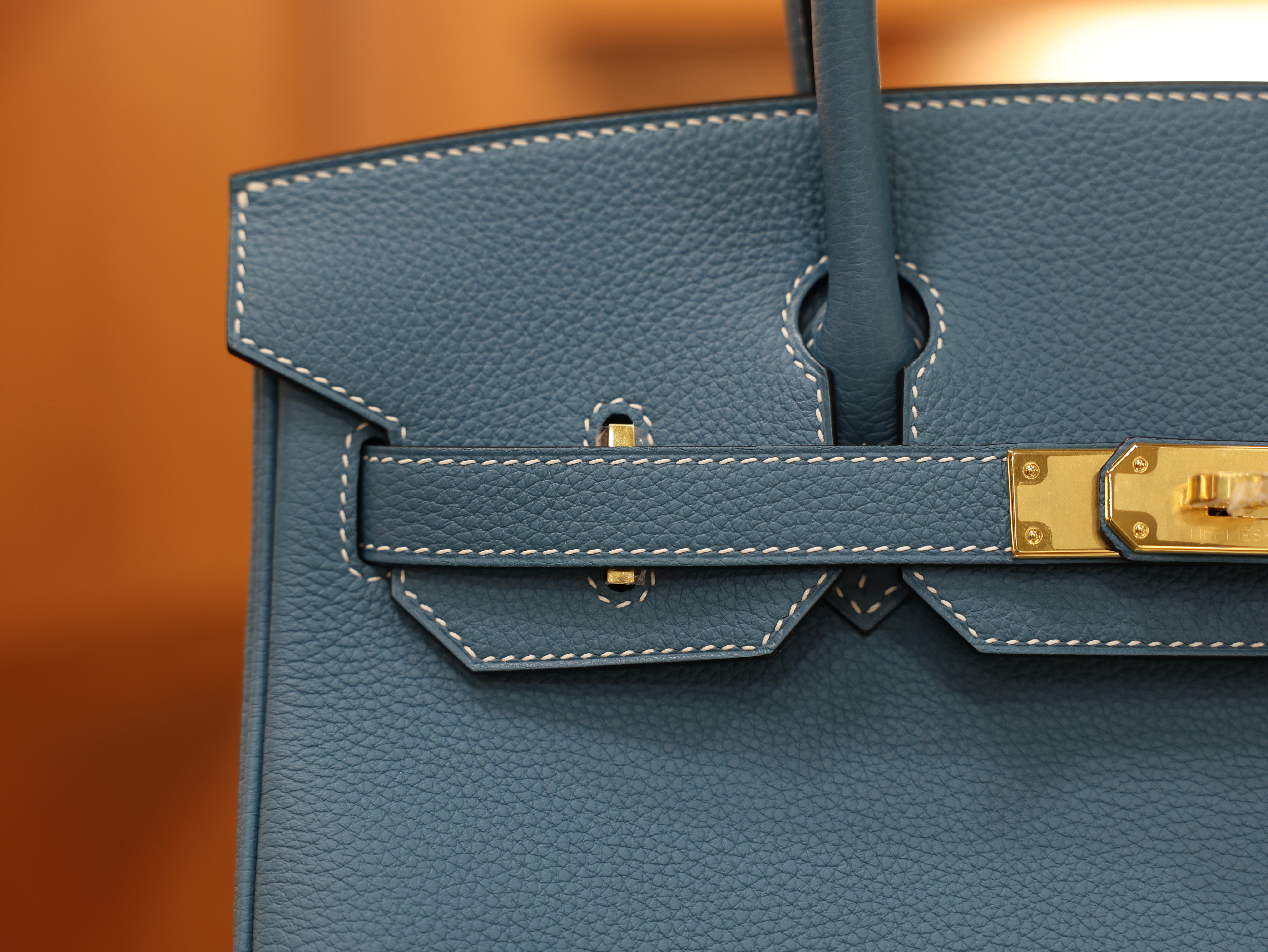 버킨 30 토고 블루진 금장