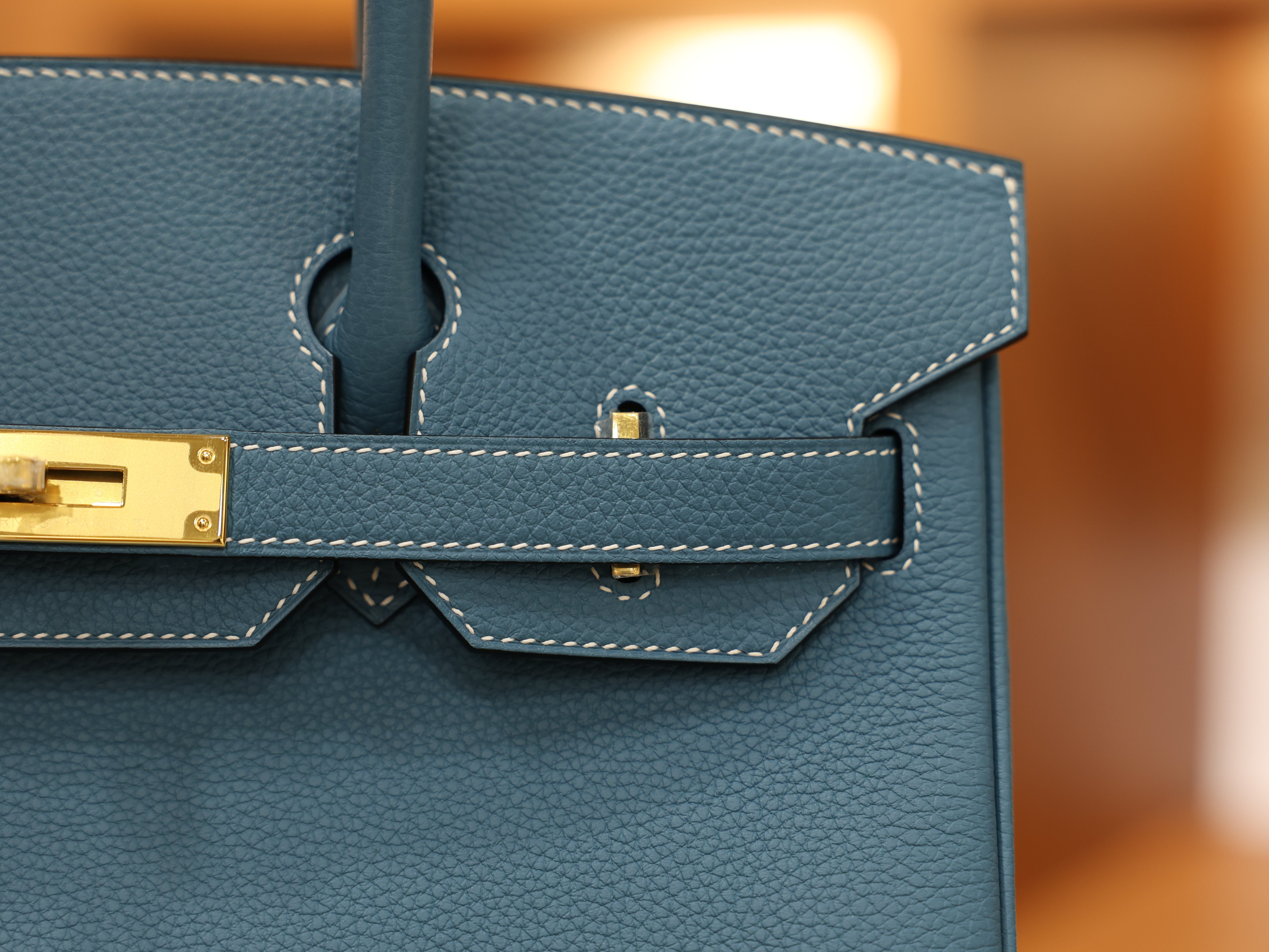 버킨 30 토고 블루진 금장