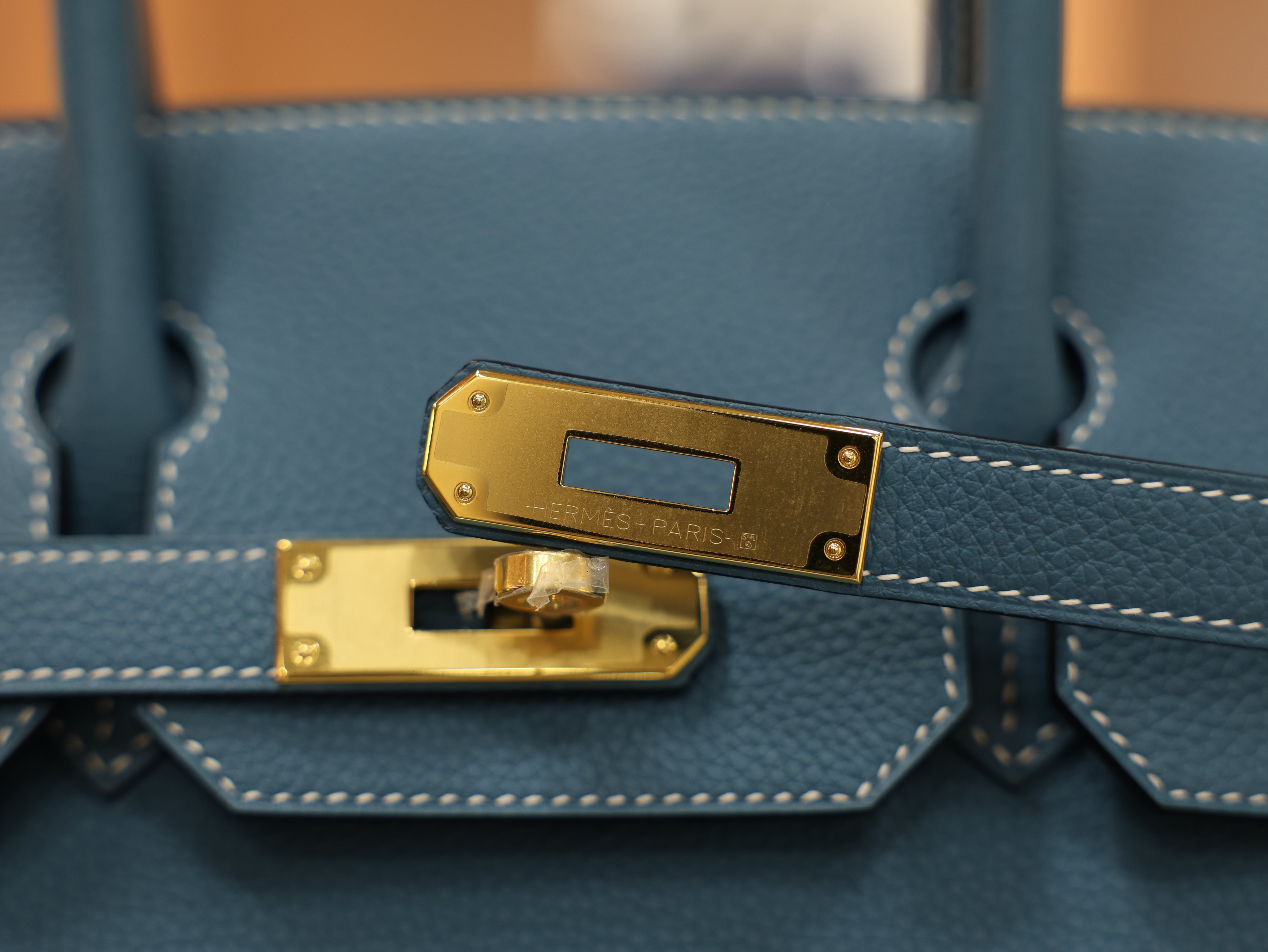 버킨 30 토고 블루진 금장