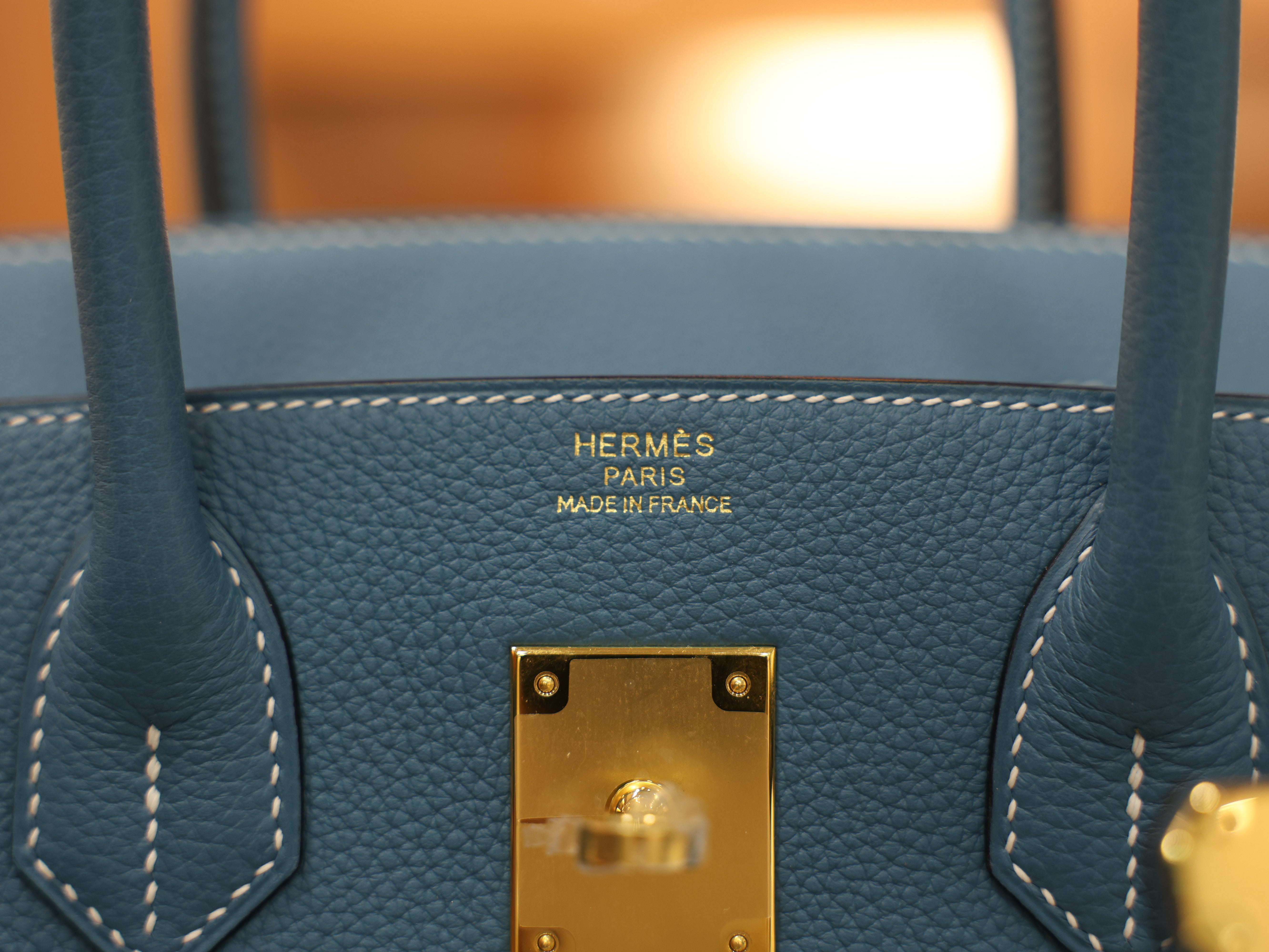 버킨 30 토고 블루진 금장