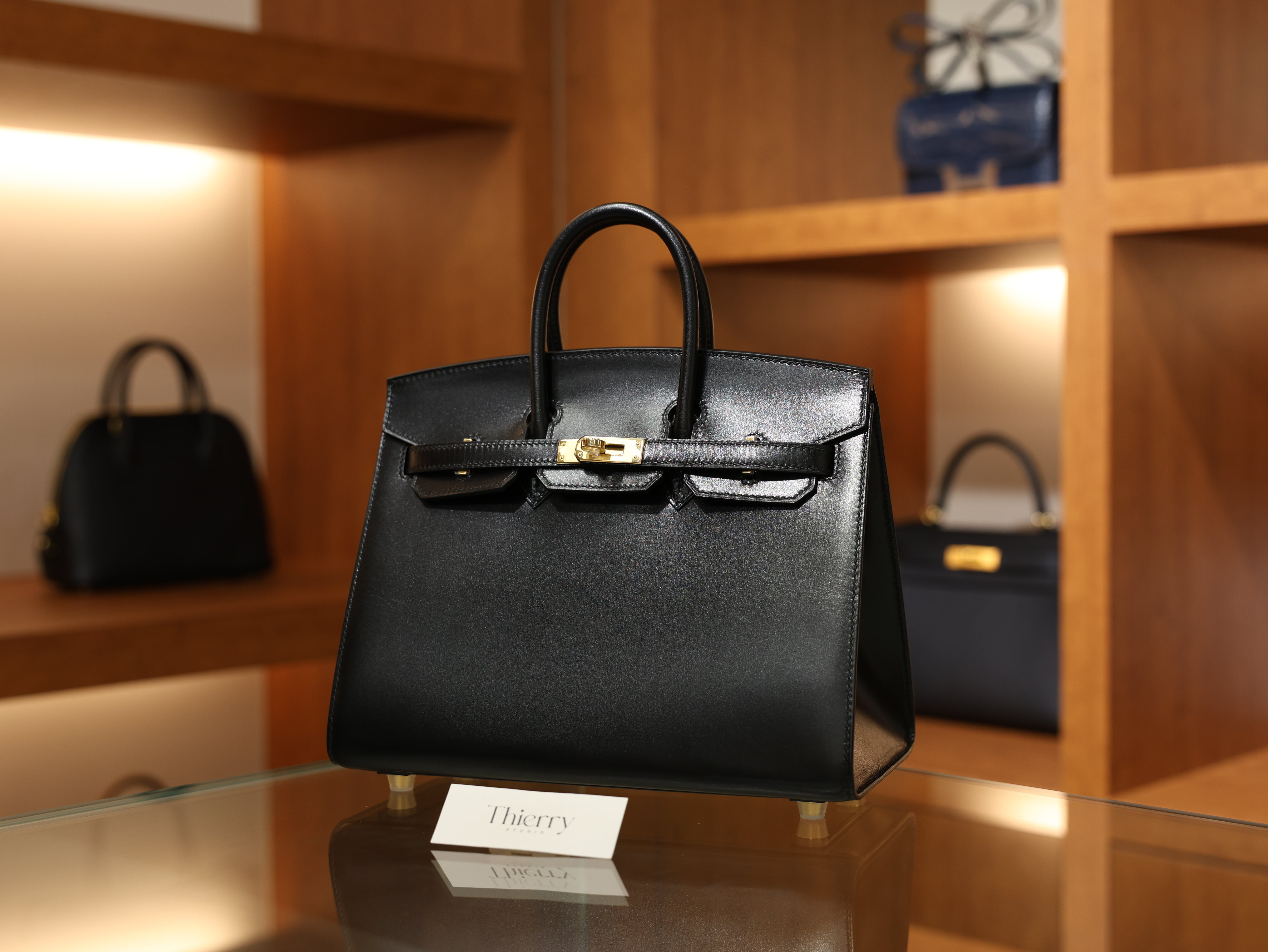 버킨 25 복스 셀리에 블랙 금장