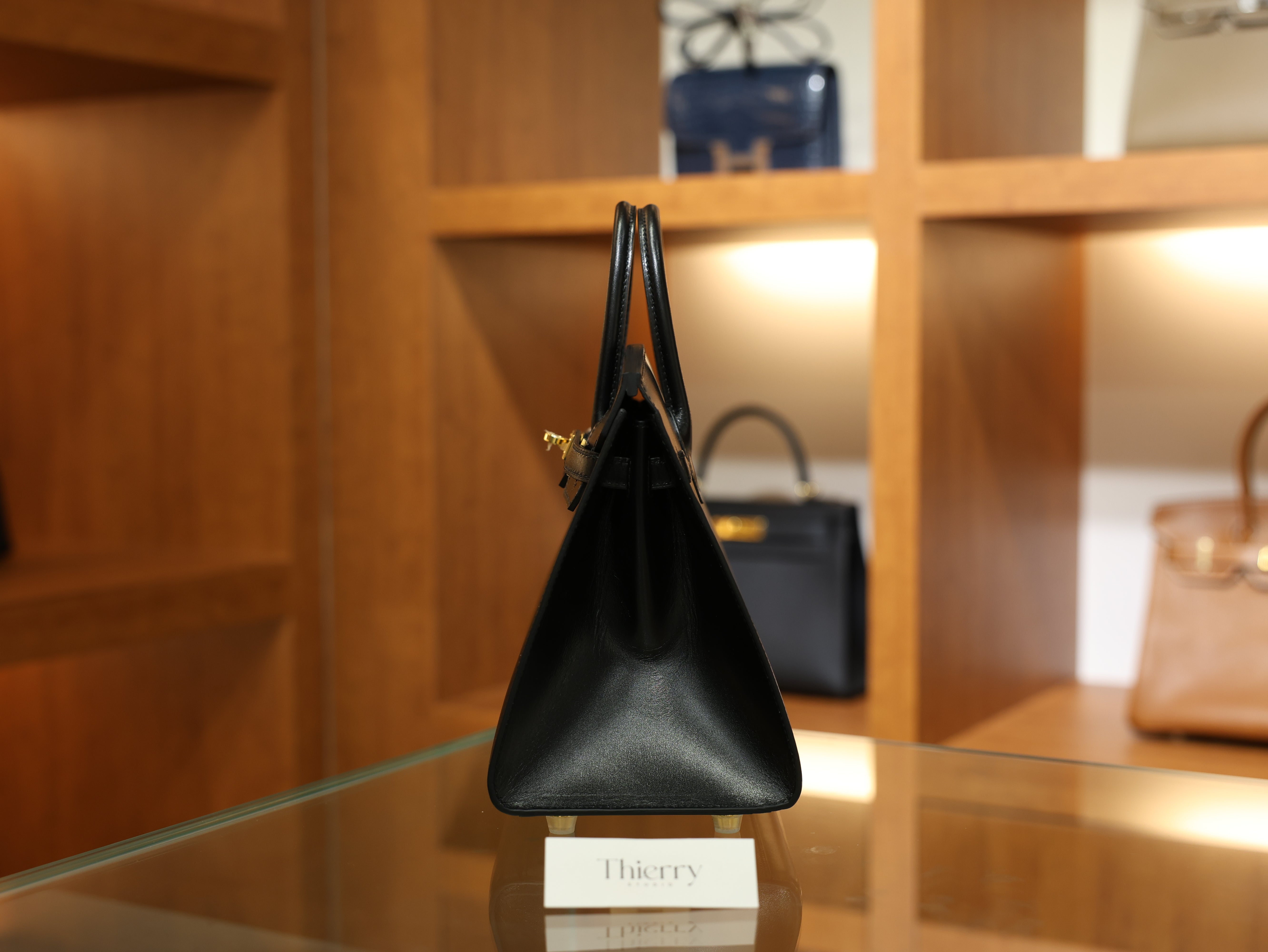 버킨 25 복스 셀리에 블랙 금장