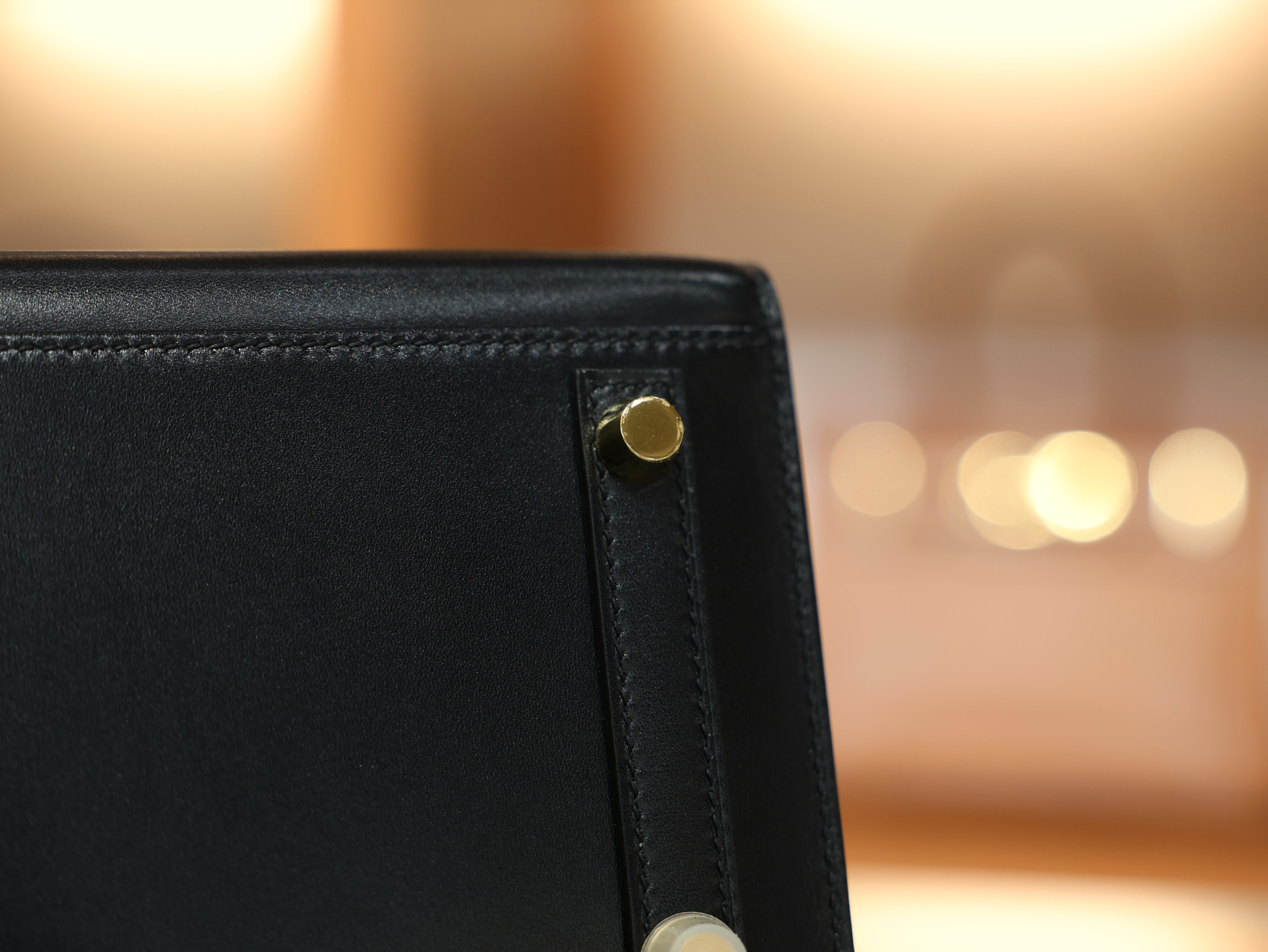 버킨 25 복스 셀리에 블랙 금장