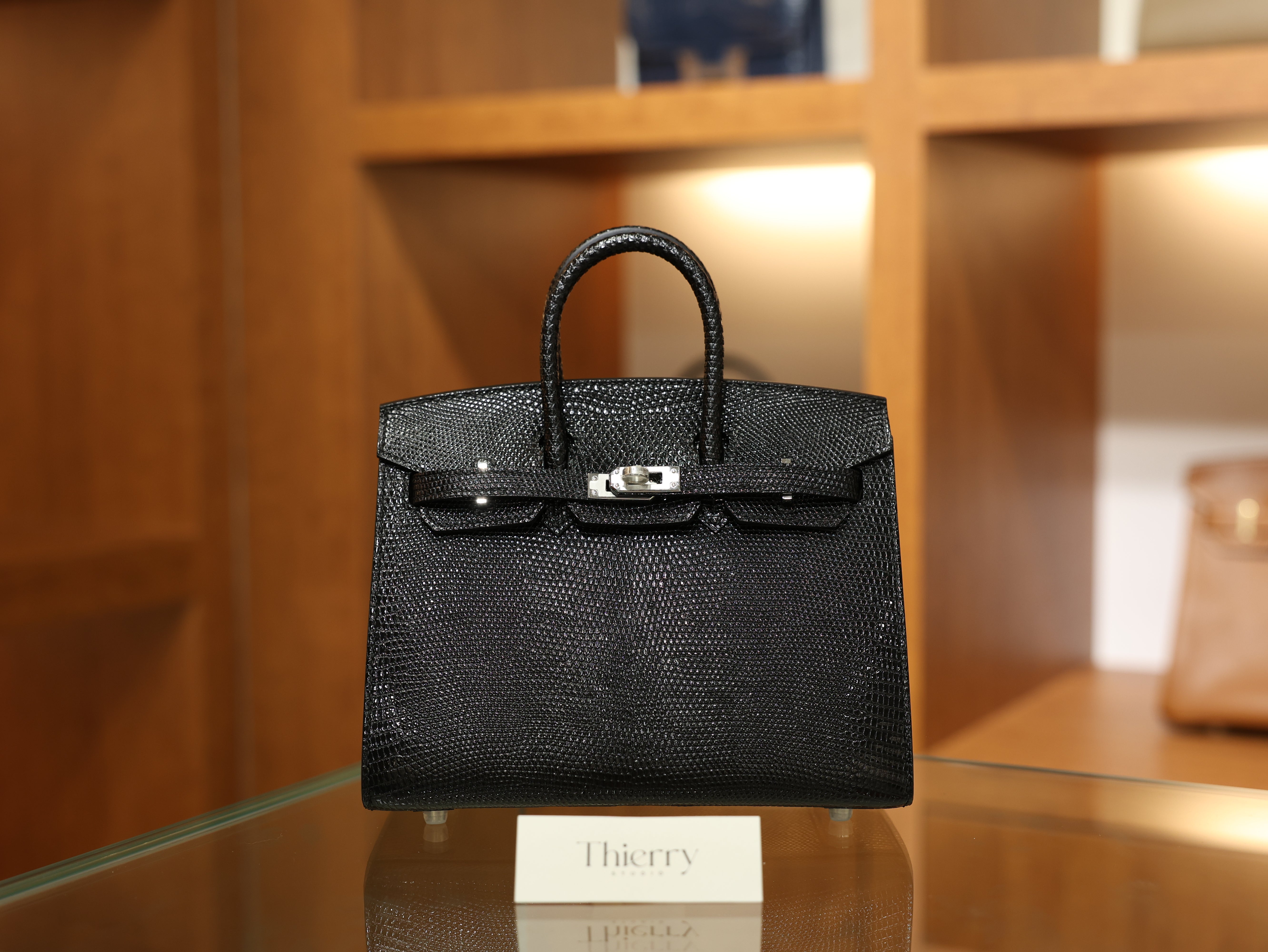 버킨 20 리자드 블랙 은장