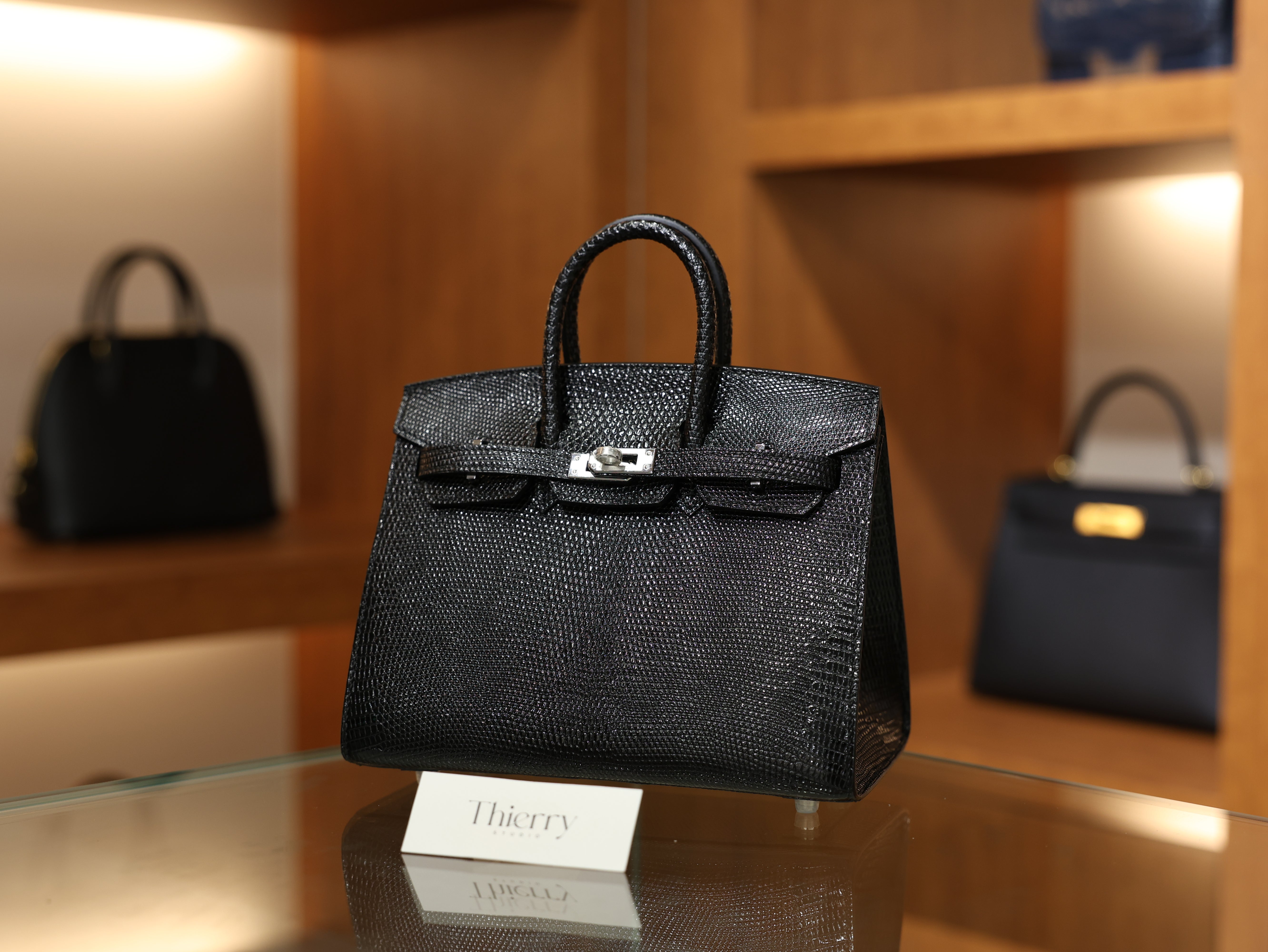 버킨 20 리자드 블랙 은장