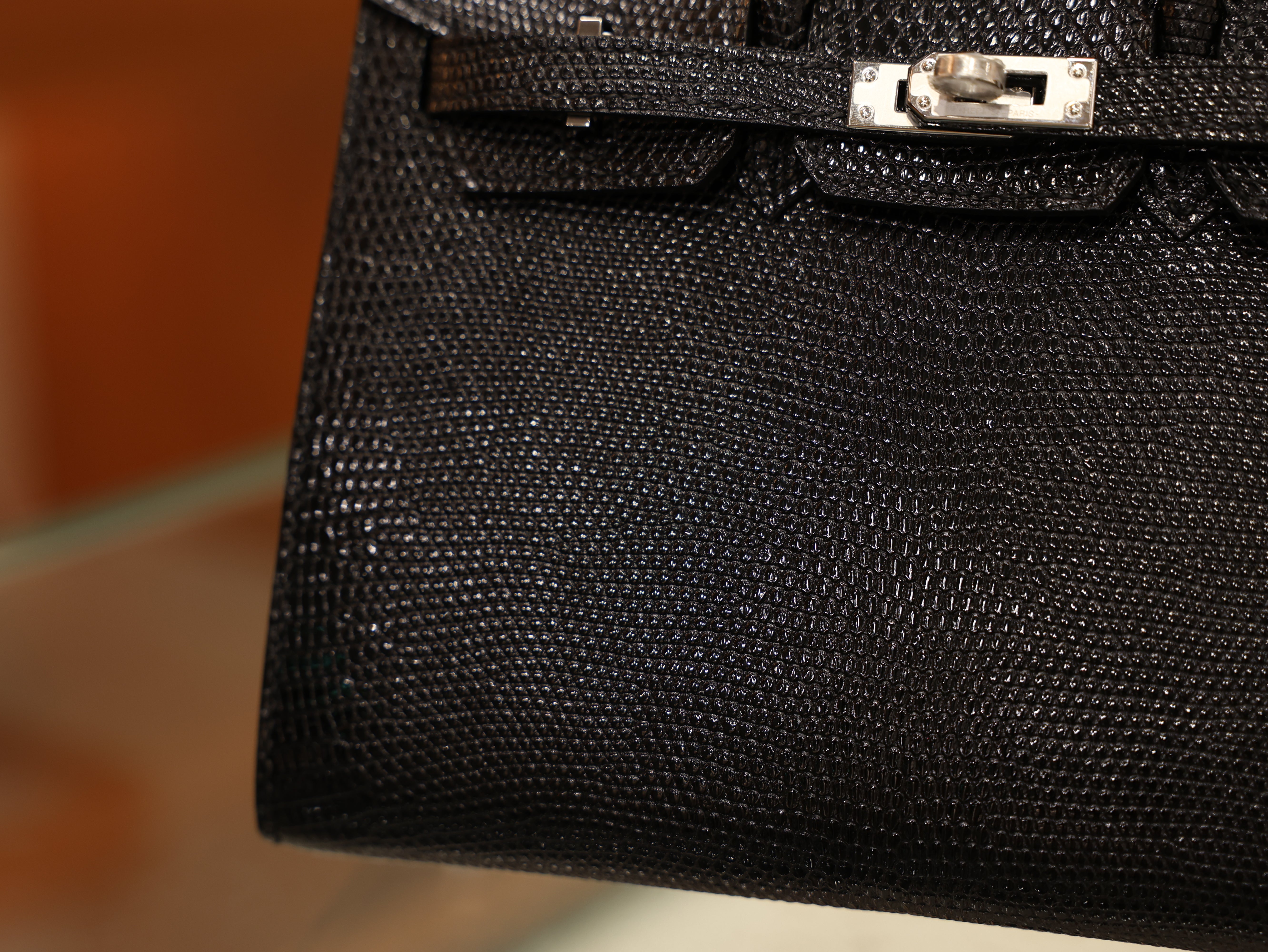 버킨 20 리자드 블랙 은장