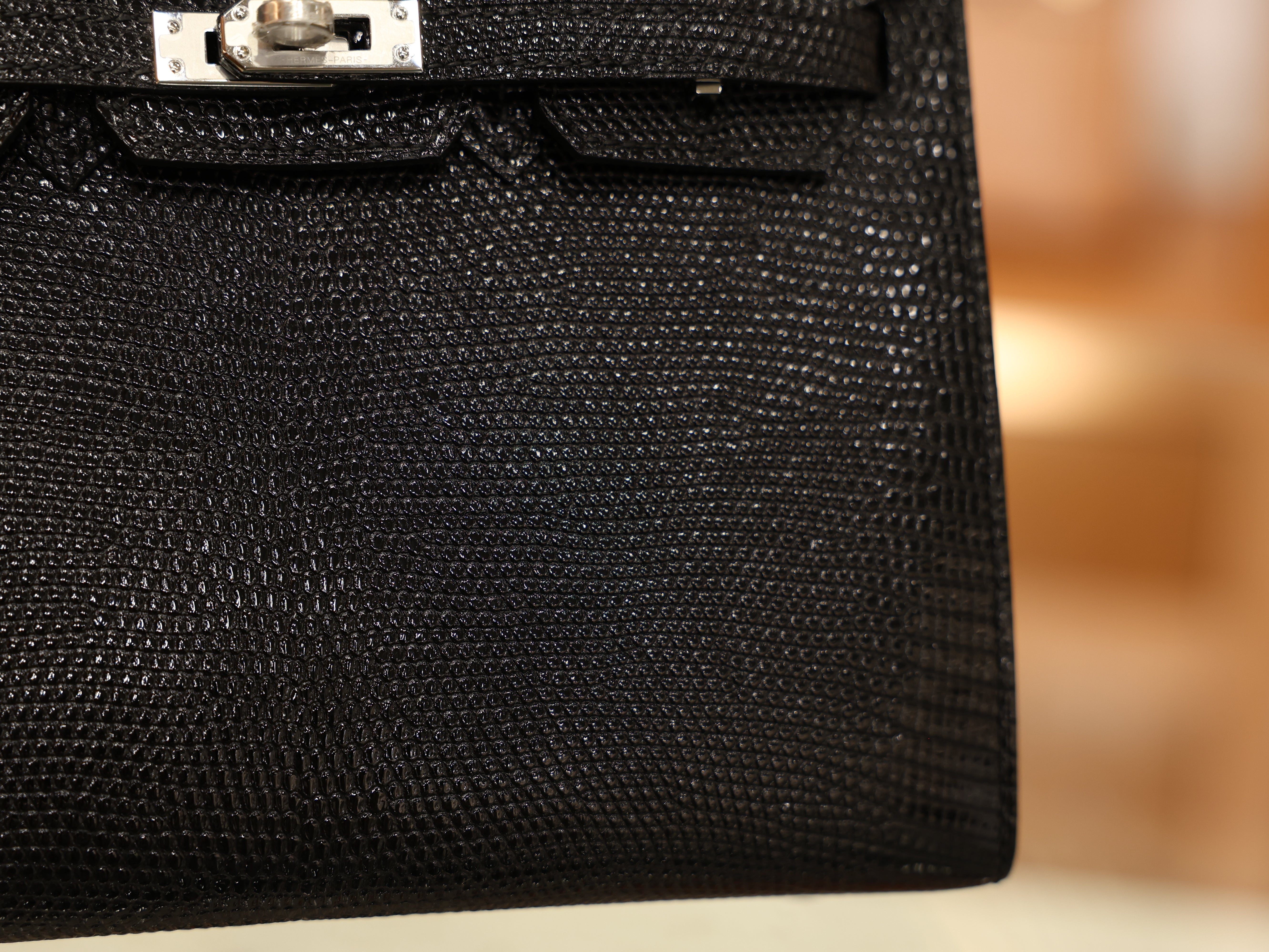 버킨 20 리자드 블랙 은장