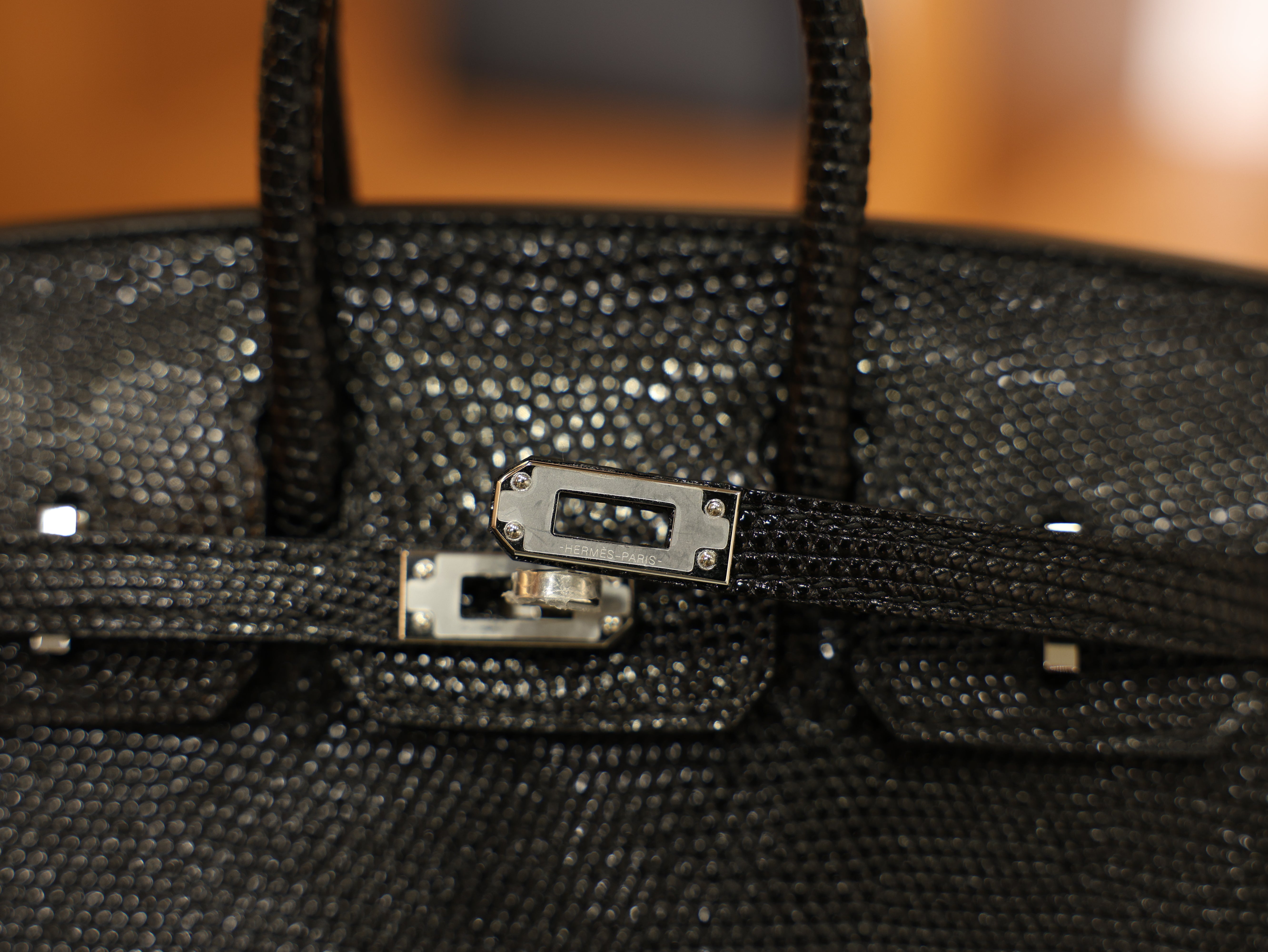 버킨 20 리자드 블랙 은장