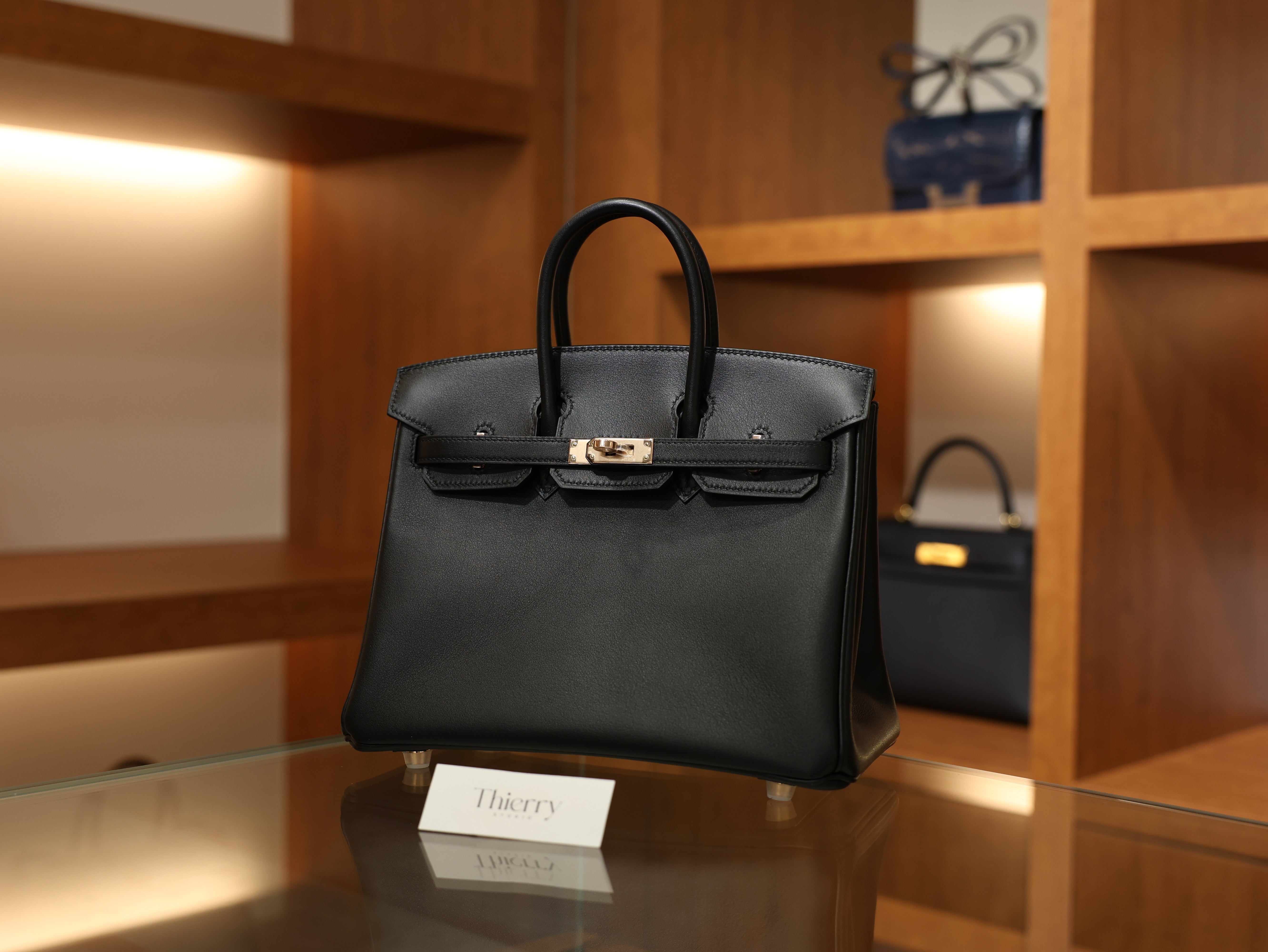 버킨 25 스위프트 블랙 로즈골드