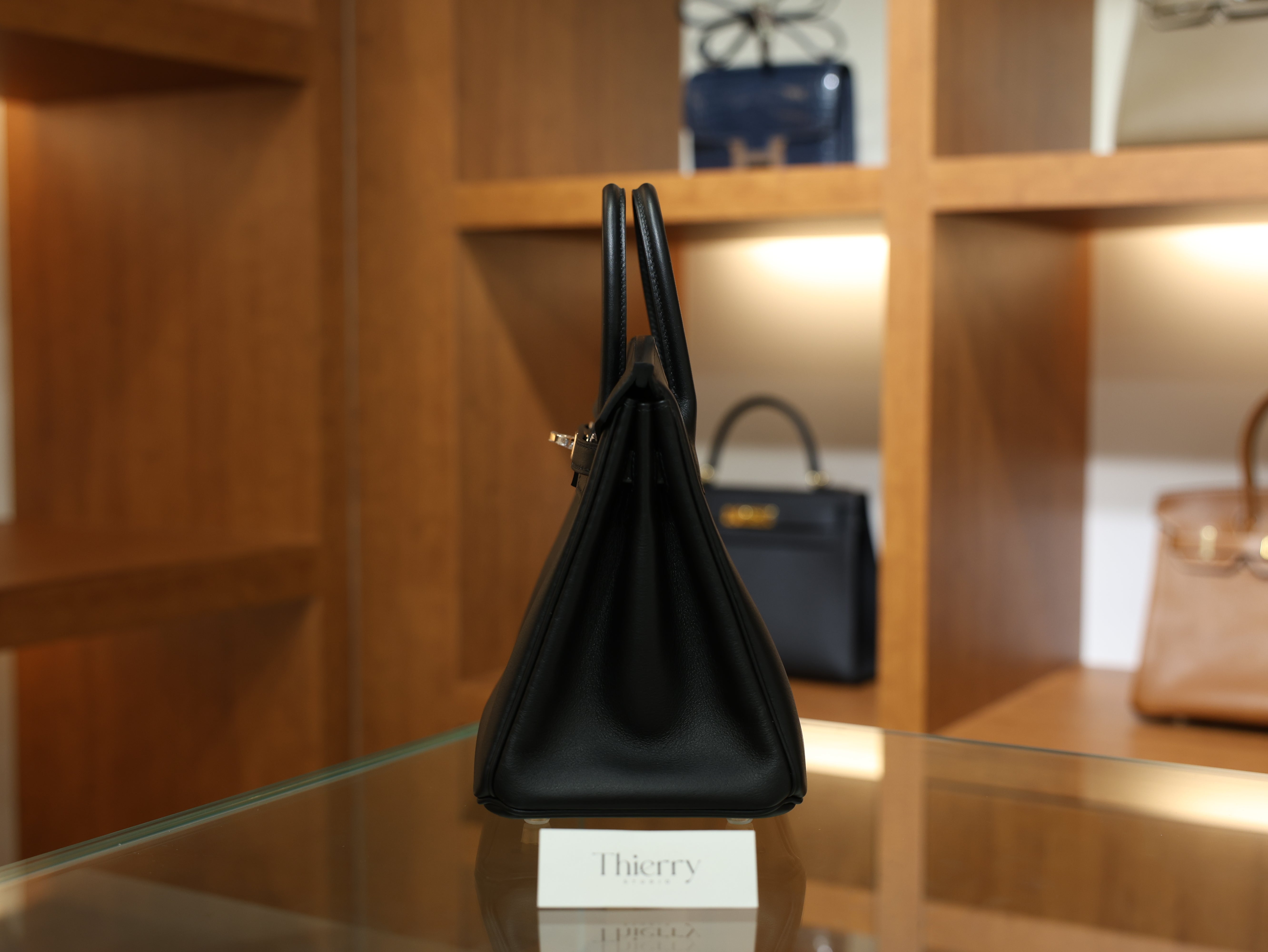 버킨 25 스위프트 블랙 로즈골드