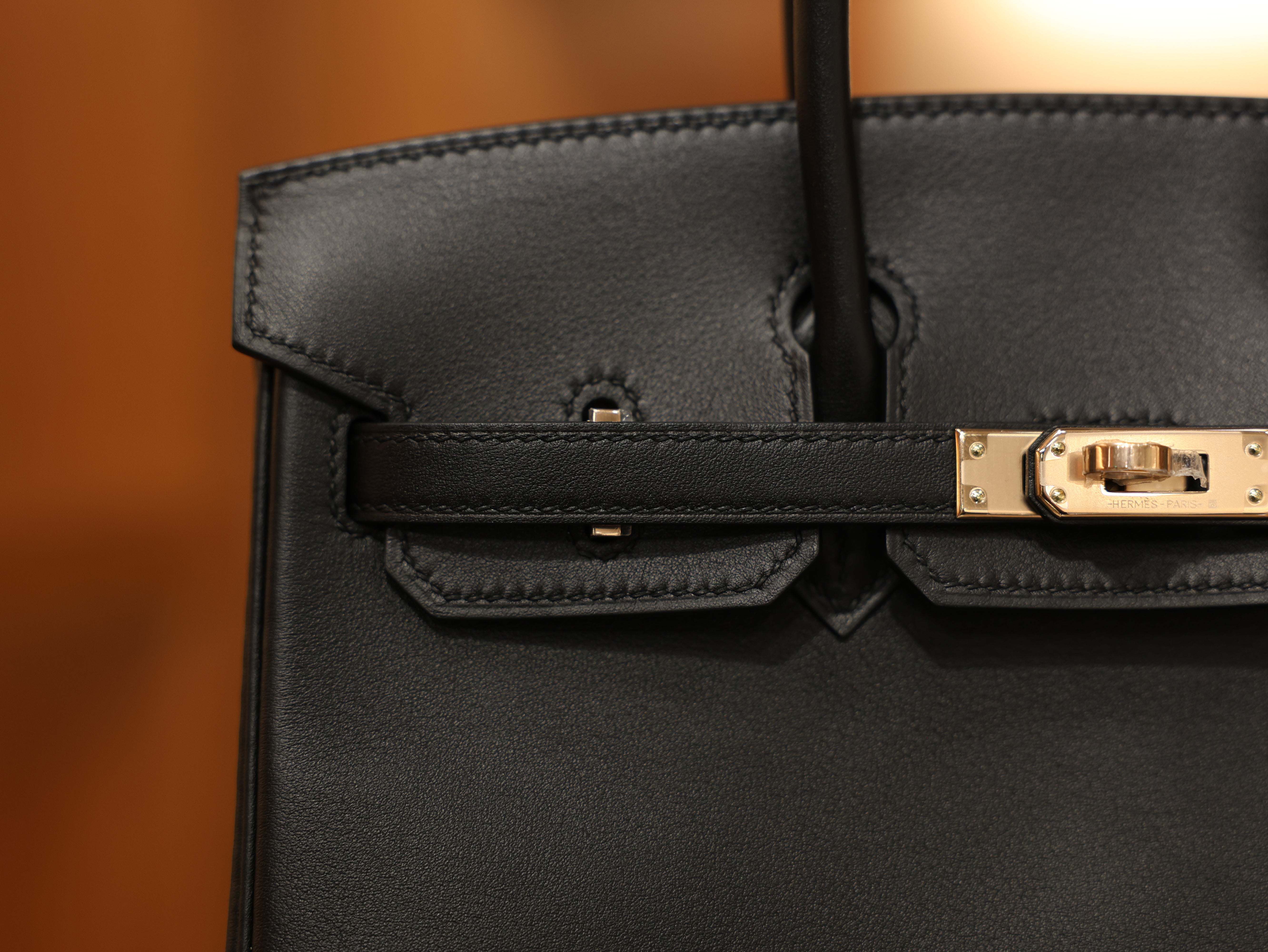 버킨 25 스위프트 블랙 로즈골드