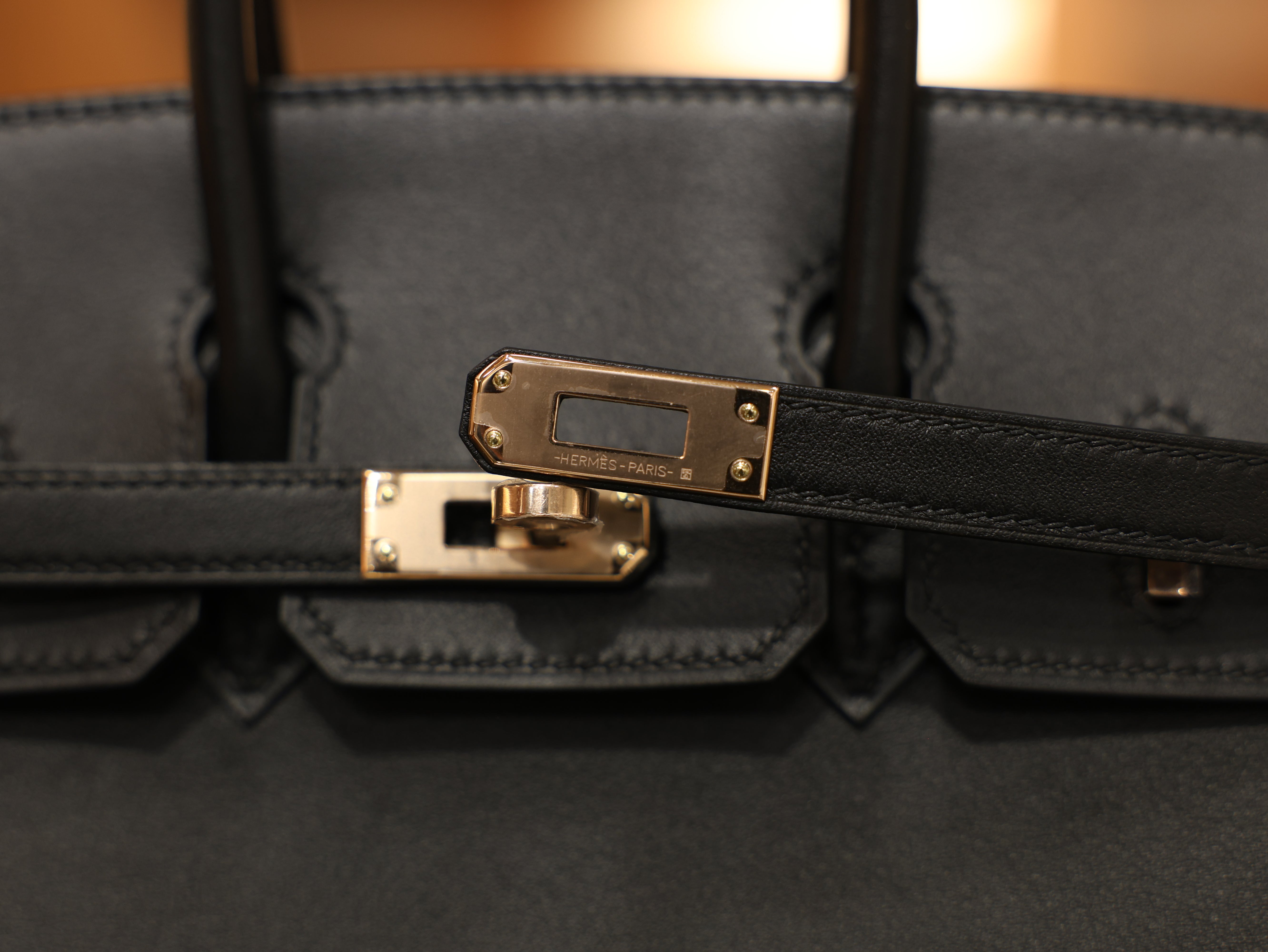 버킨 25 스위프트 블랙 로즈골드