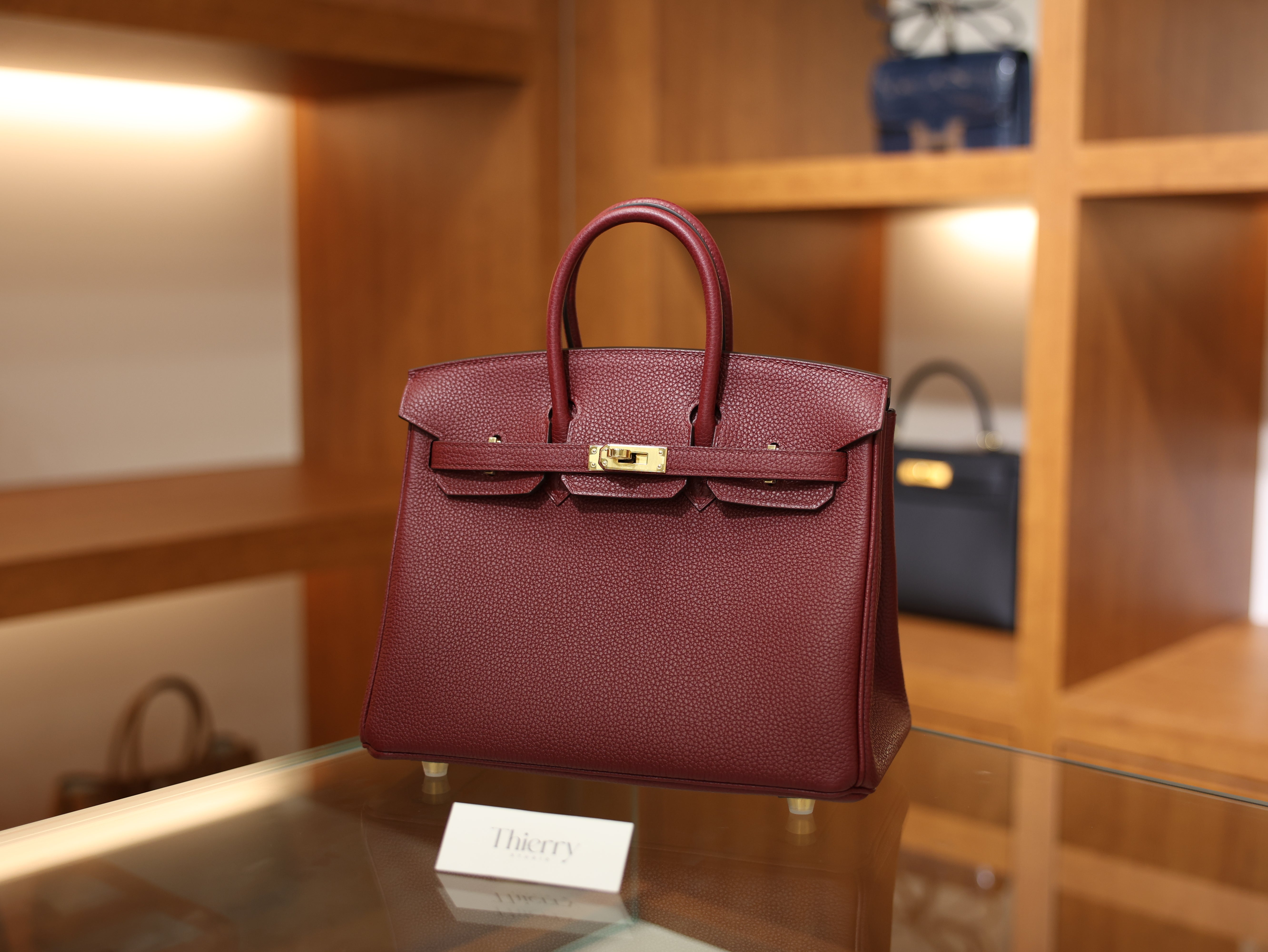 버킨 25 토고 루즈아쉬 금장