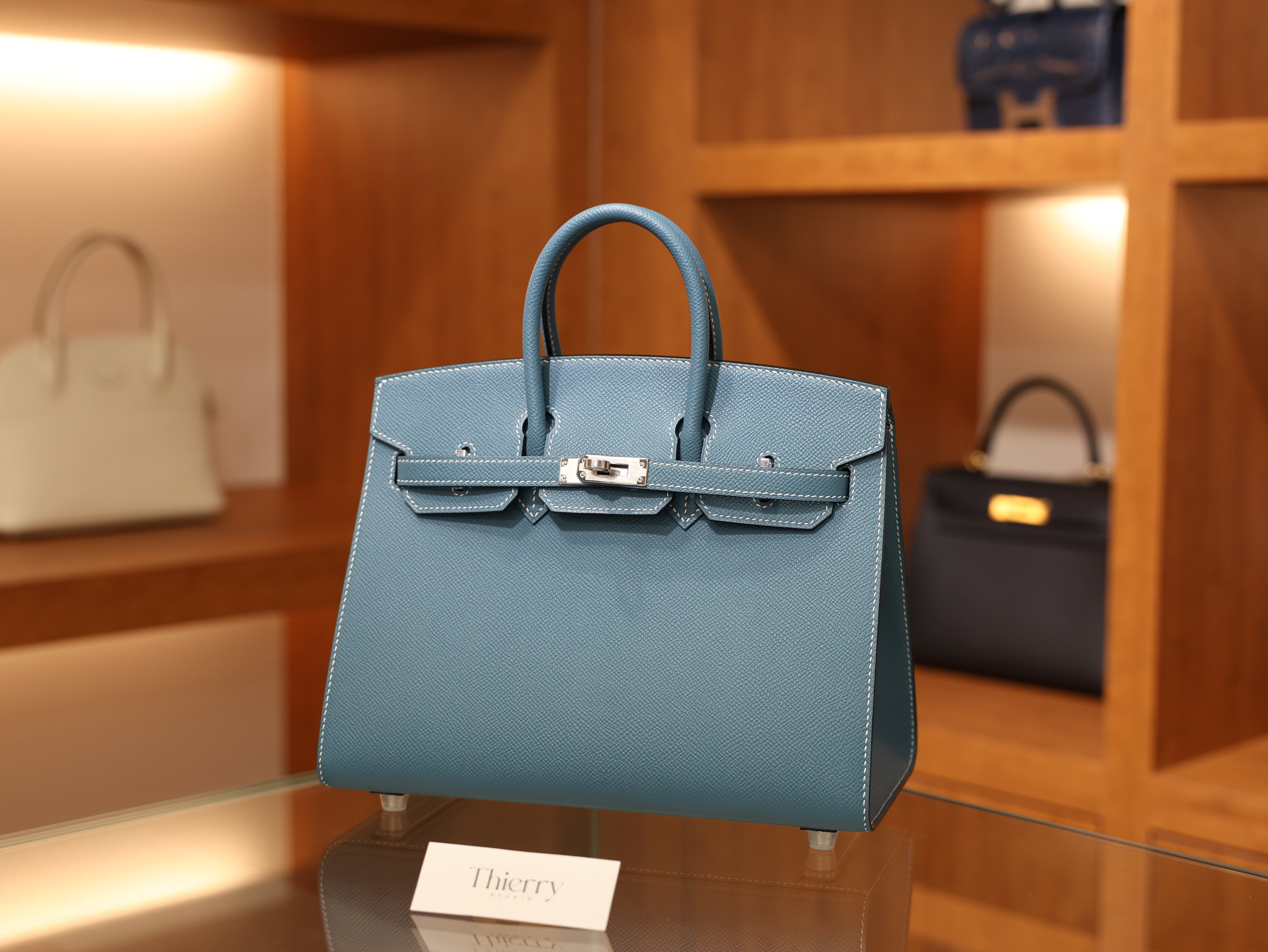 버킨 25 앱송 셀리에 블루진 은장