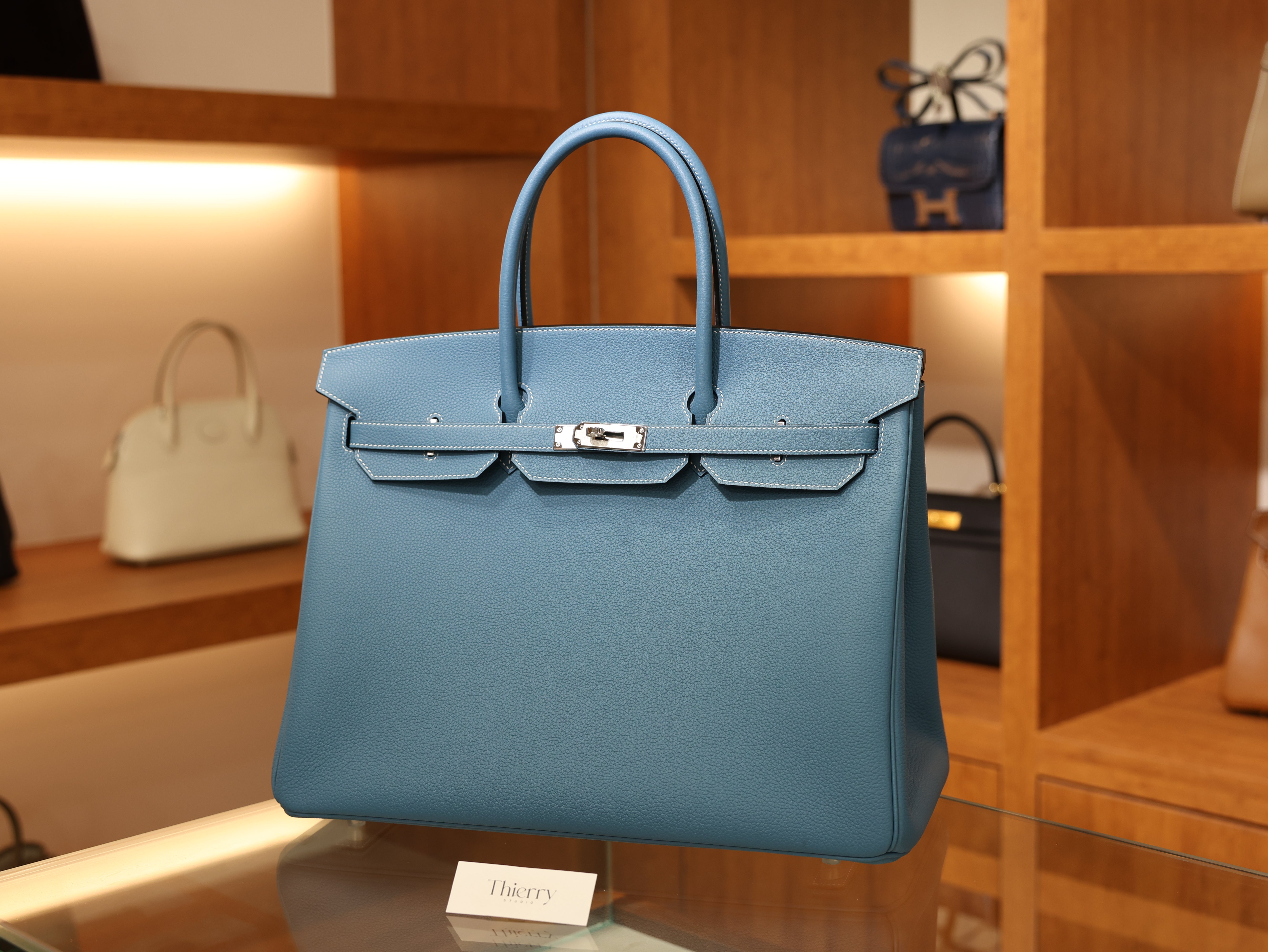 버킨 40 토고 블루진 은장