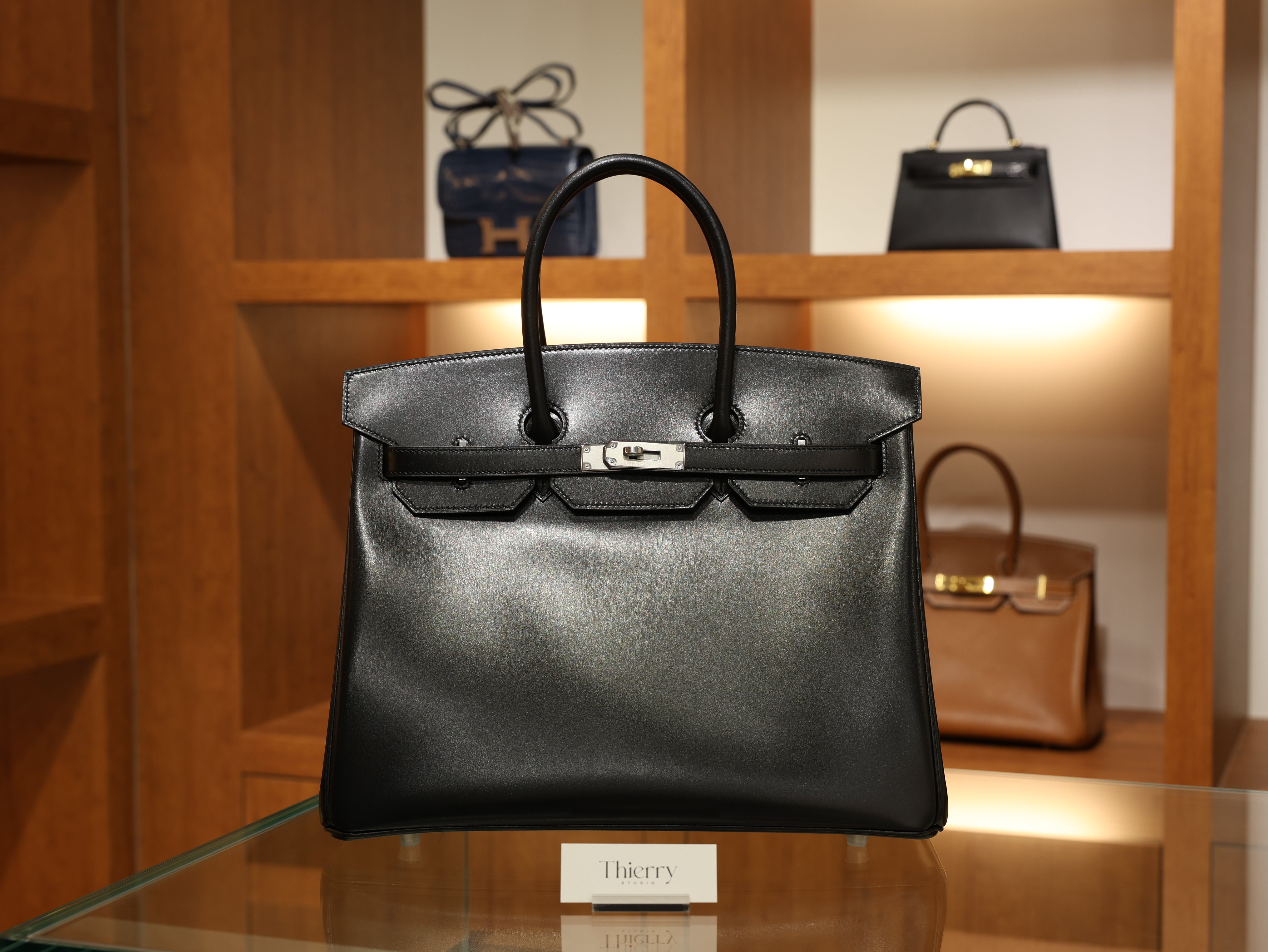 버킨 35 복스 르투르네 블랙 은장