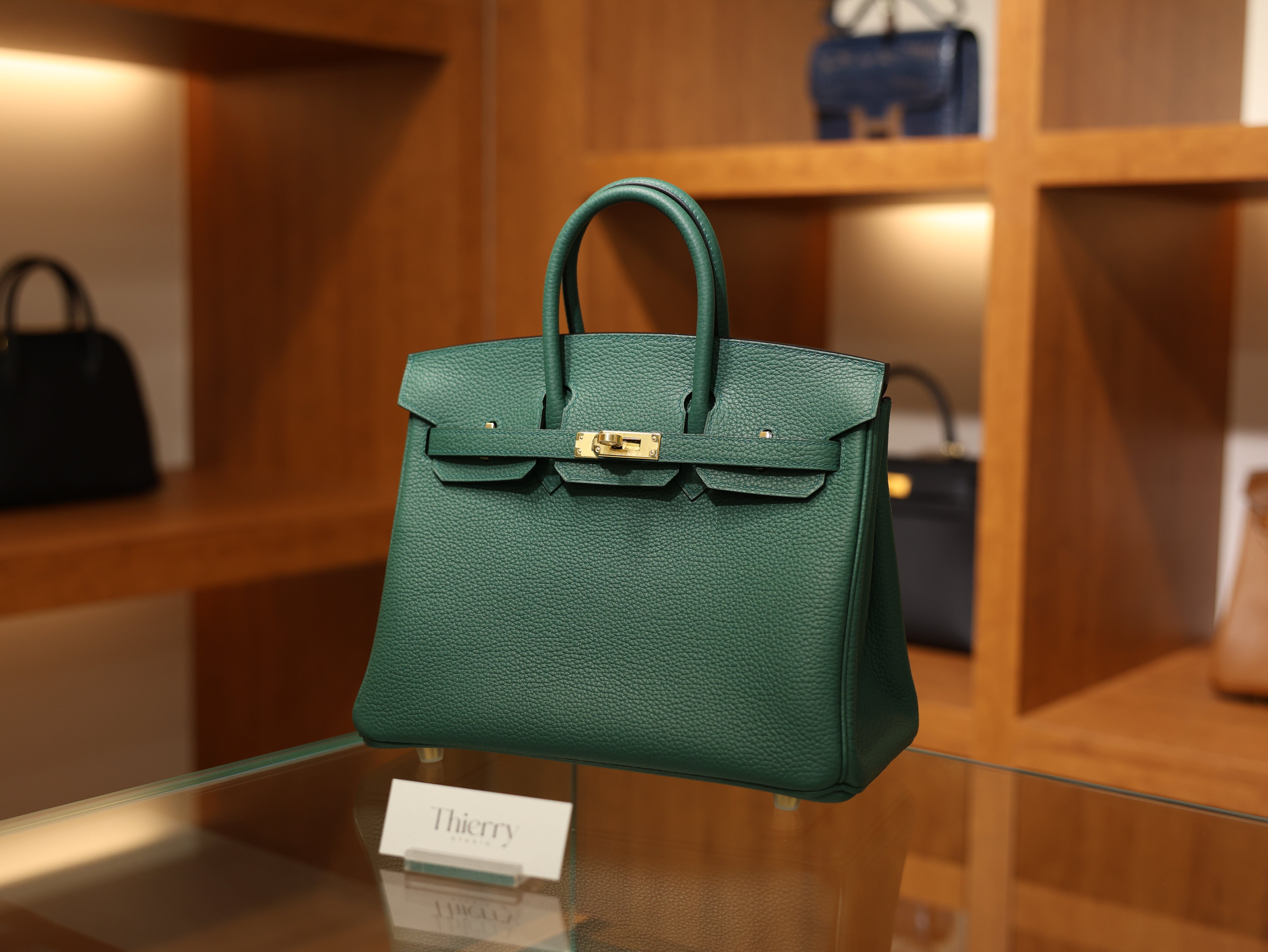 버킨 25 토고 말라카이트 금장